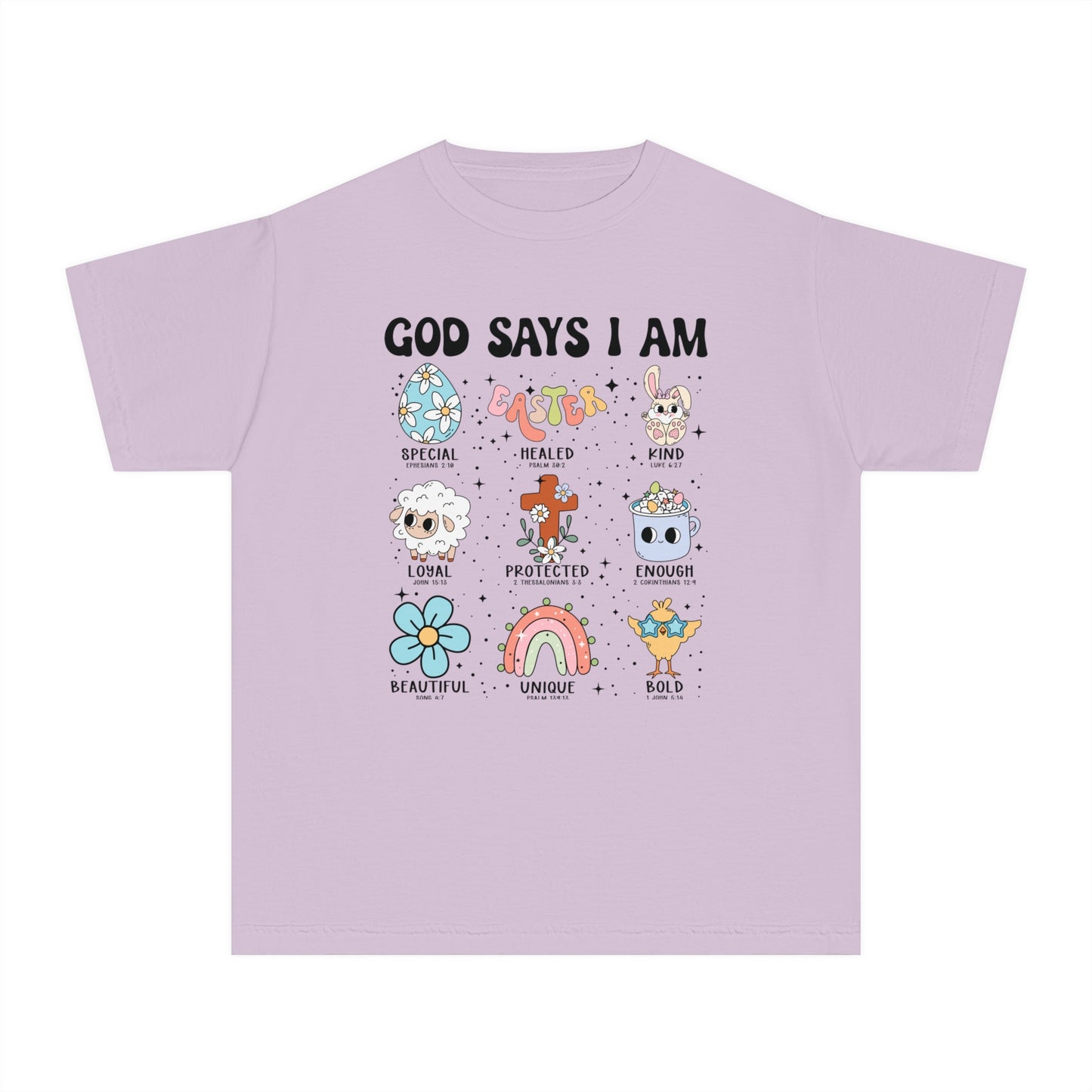 God Says I Am... Comfort Colors Youth Shirt - Christian Easter Tee