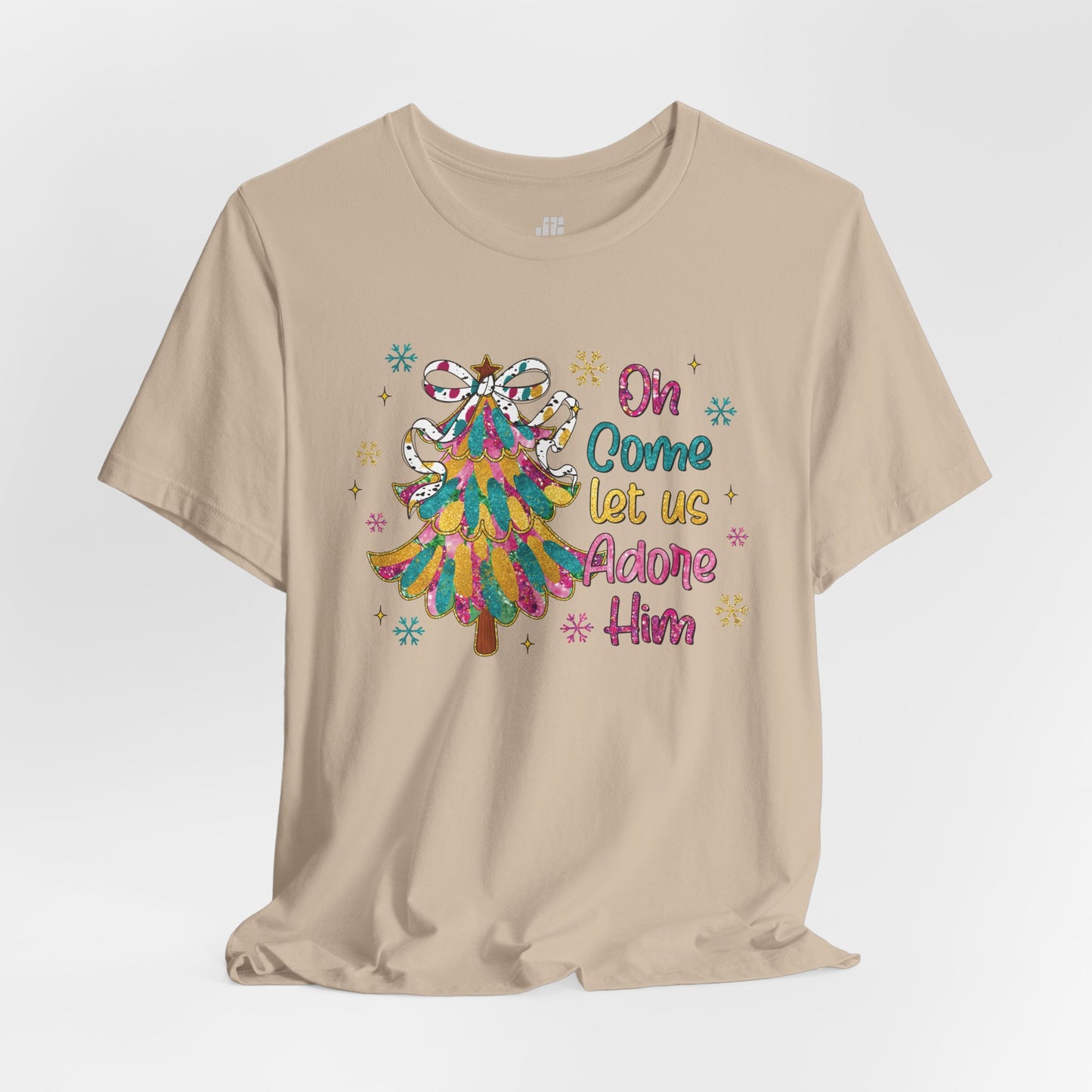 Oh Come Let Us Adore Him Soft Cotton Tee - Holiday Christian Shirt