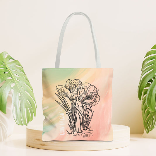 Grow in Grace Tote Bag - Christian Tote Bag