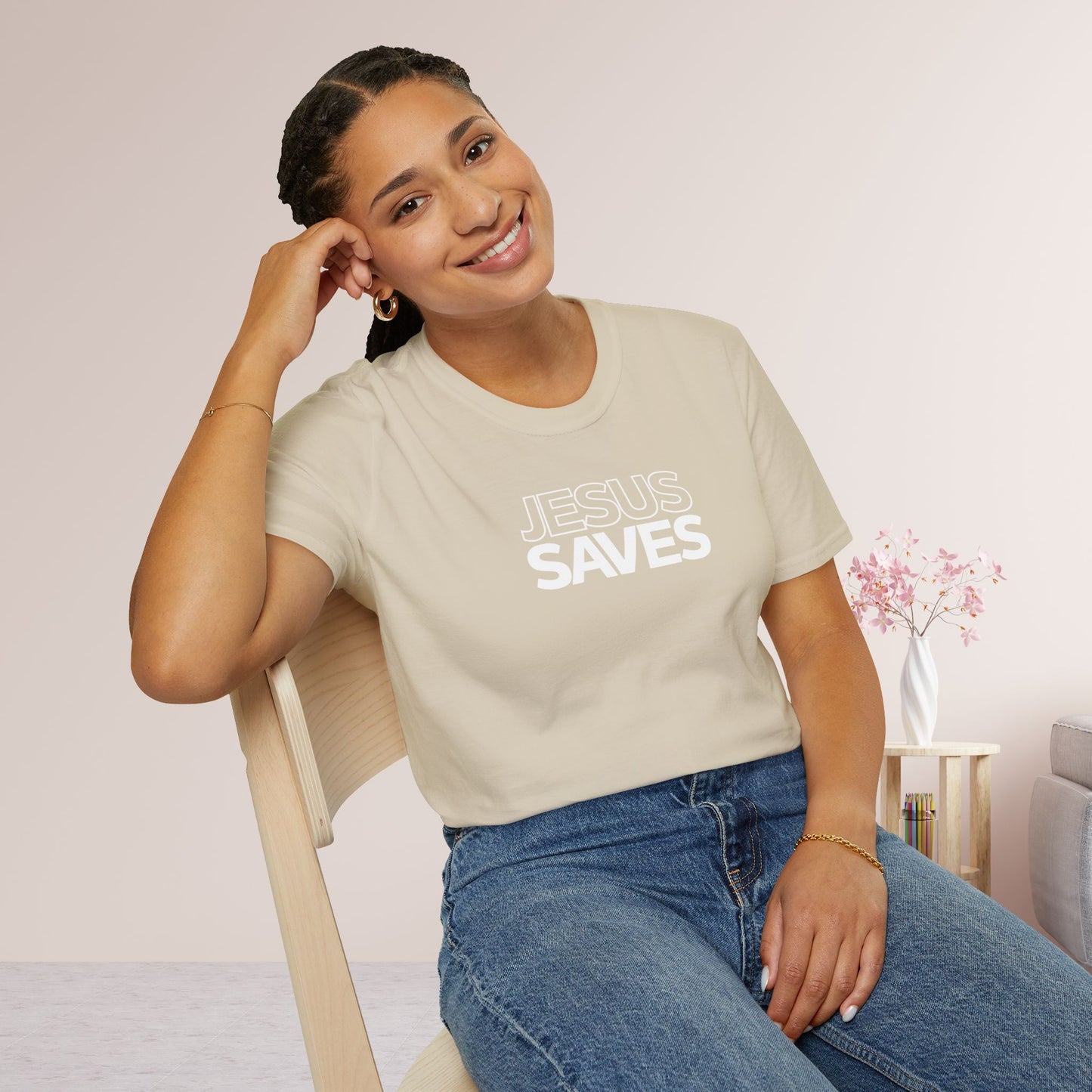 Unisex Jesus Saves Softstyle T-shirt - Acts 4:12 Bible Verse Christian T-shirt