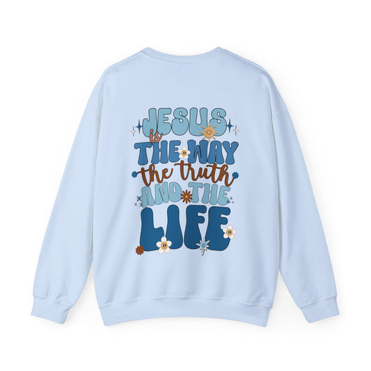 Blue Jesus is the Way John 14:6 Bible Verse Christian Sweatshirt