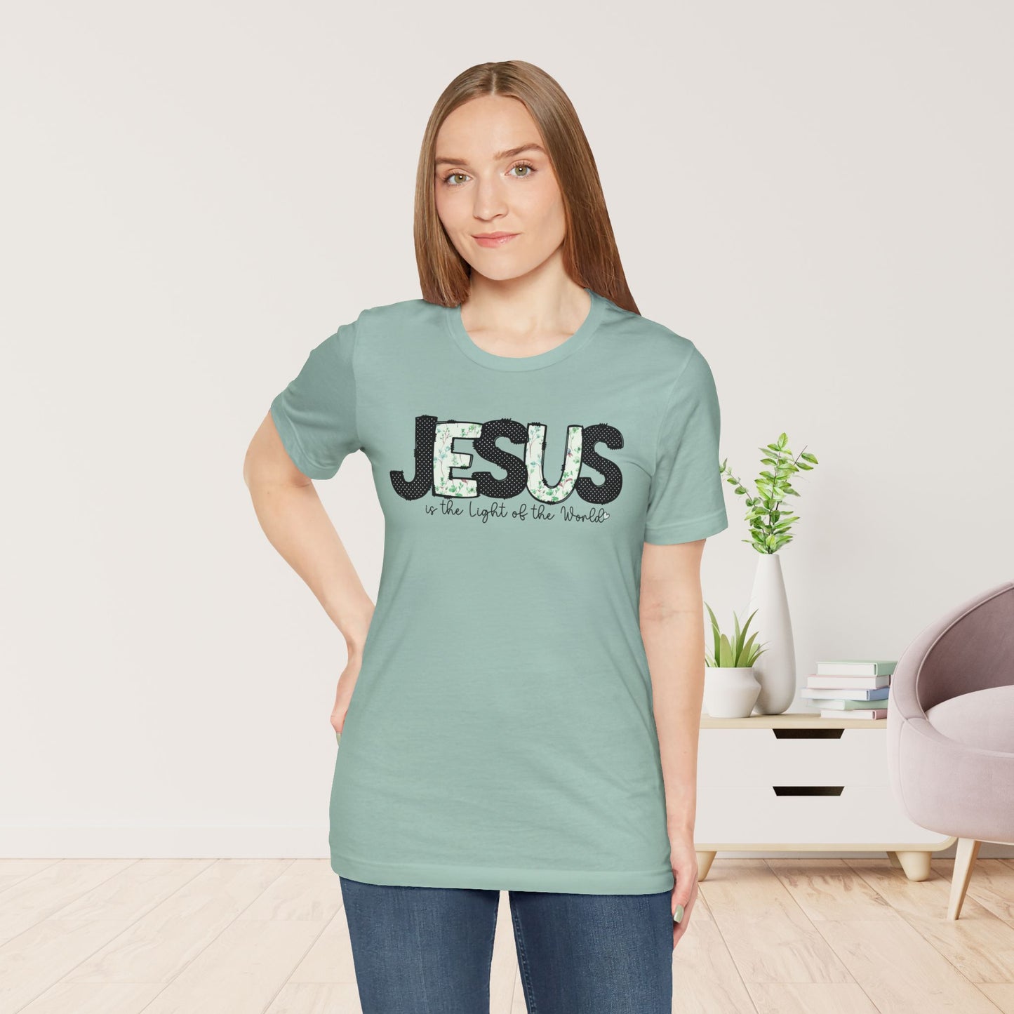 Jesus is the Light of the World Soft Cotton Tee - Christian Shirt