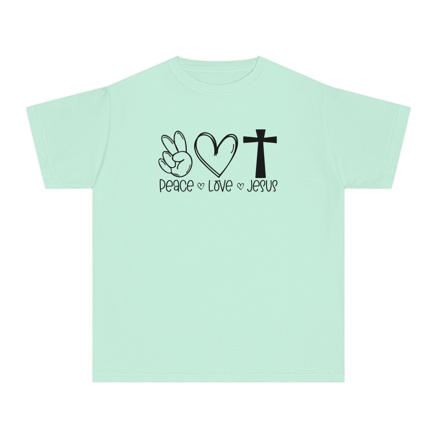 Peace Love Jesus Comfort Colors Youth Christian Tee