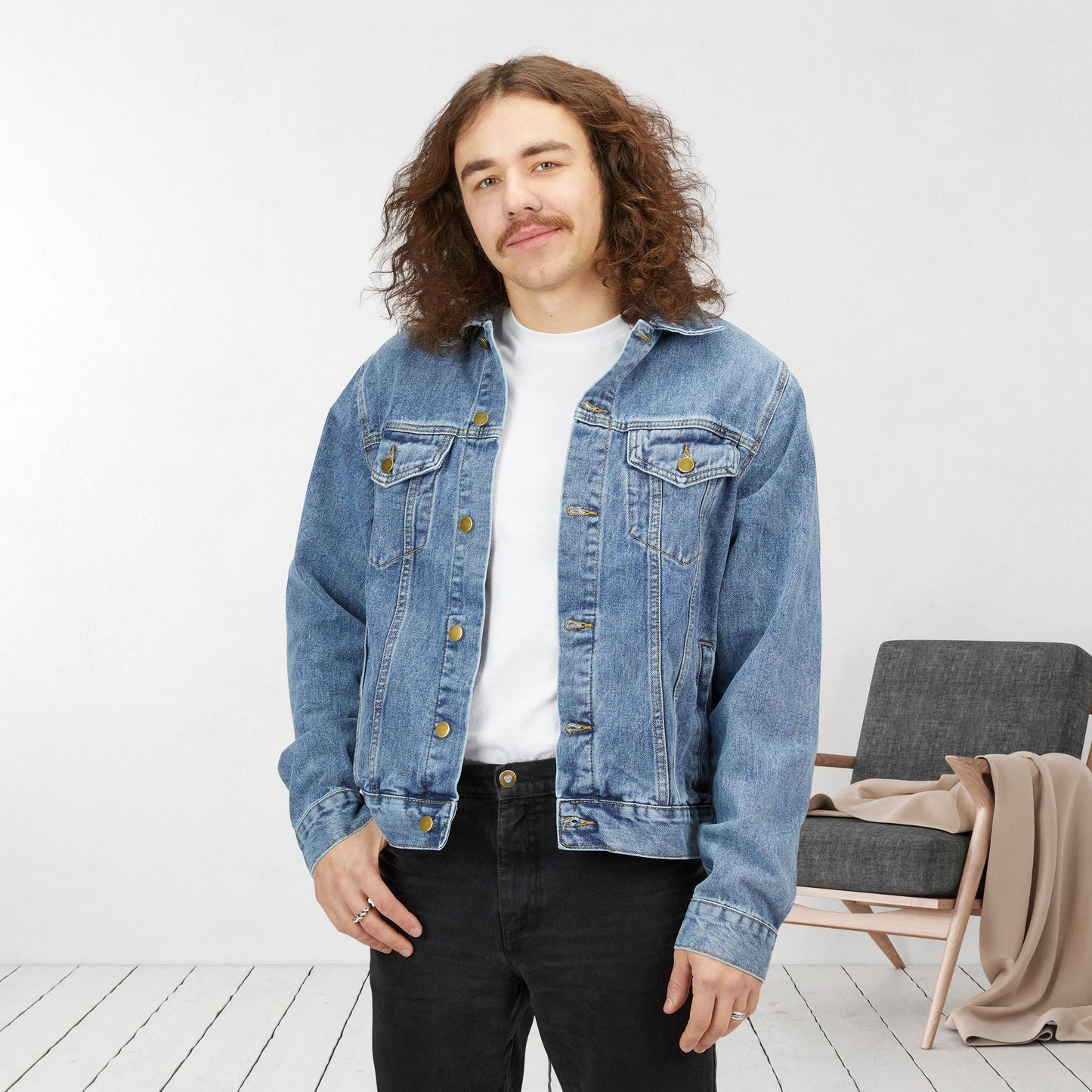 Peace Love Jesus Men's Denim Jacket - Christian Denim Jacket