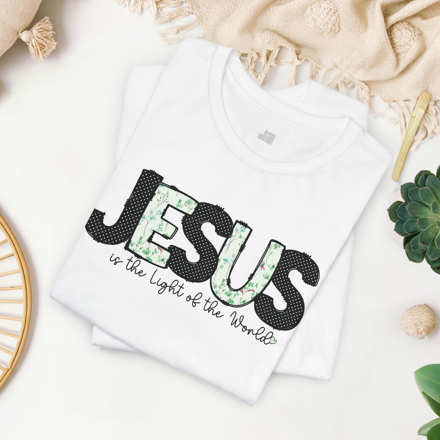 Jesus is the Light of the World Soft Cotton Tee - Christian Shirt