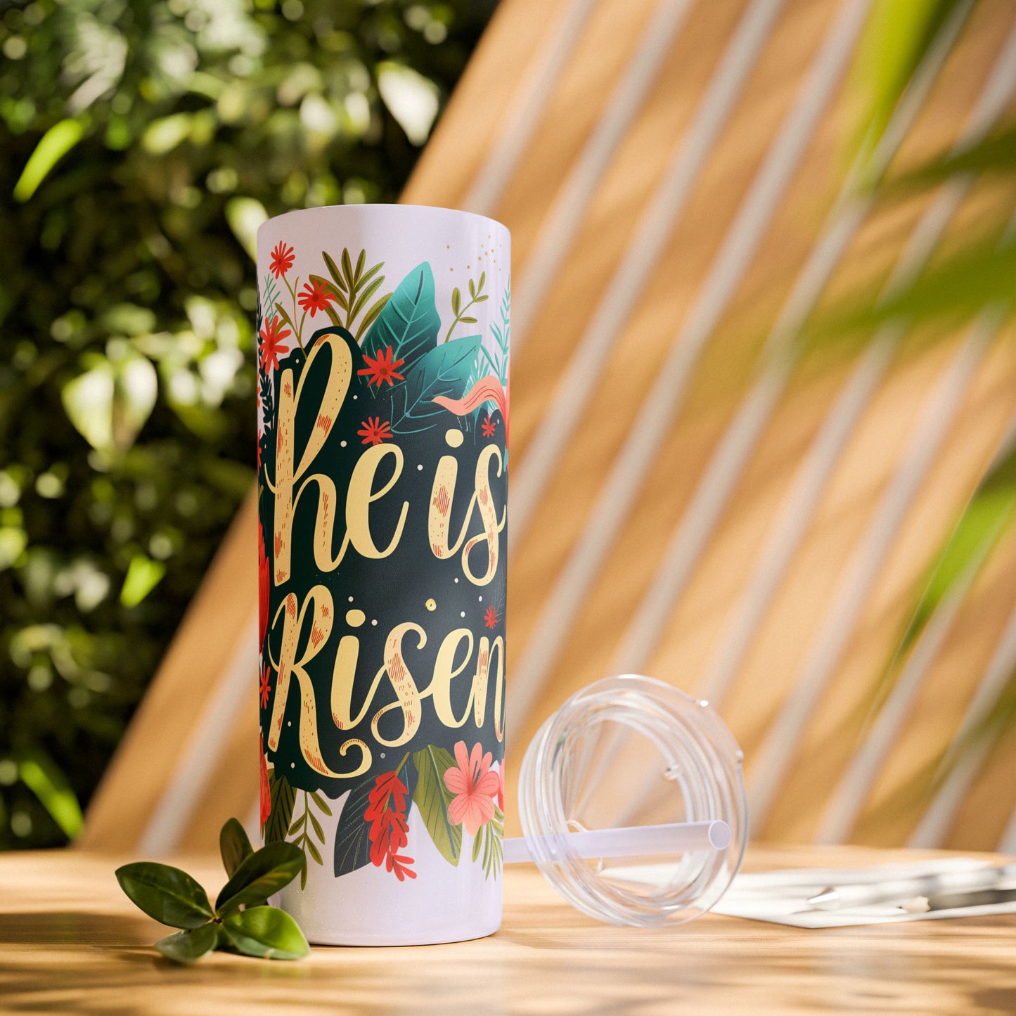 He is Risen Skinny Tumbler with Straw - 20oz