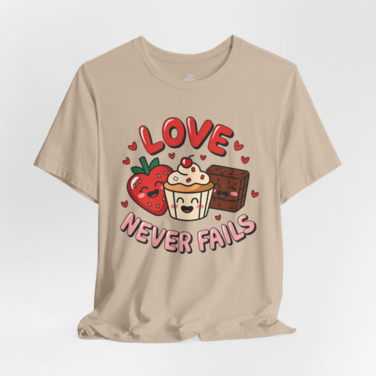 Love Never Fails Soft Cotton Tee - Christian Shirt