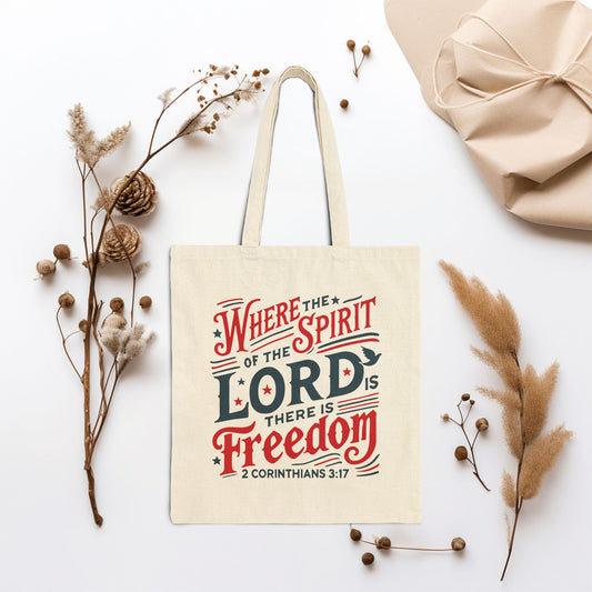 Where The Spirit of The Lord There is Freedom Canvas Tote Bag