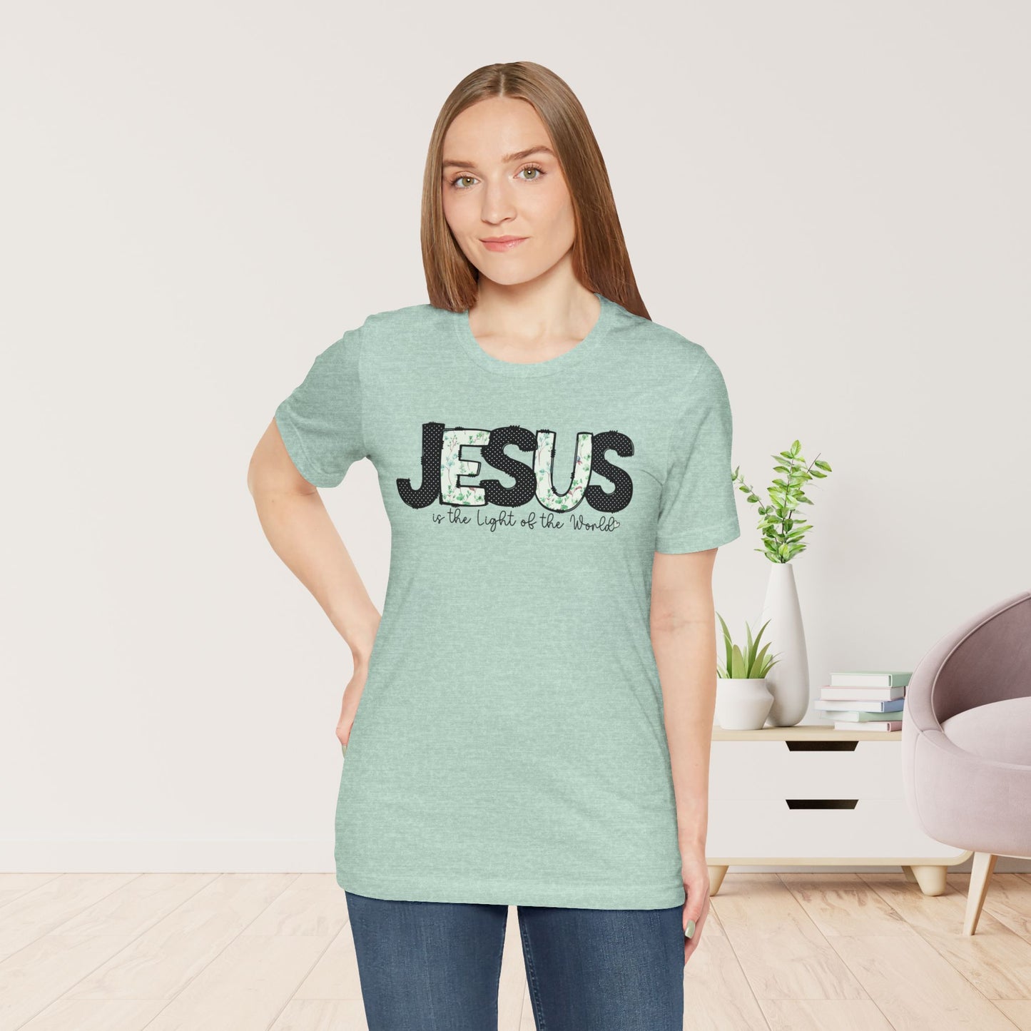 Jesus is the Light of the World Soft Cotton Tee - Christian Shirt