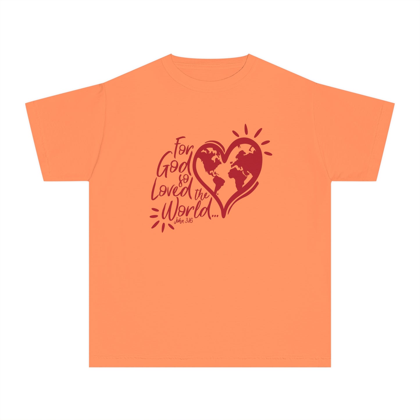 For God So Loved The World Comfort Colors Youth Christian Tee