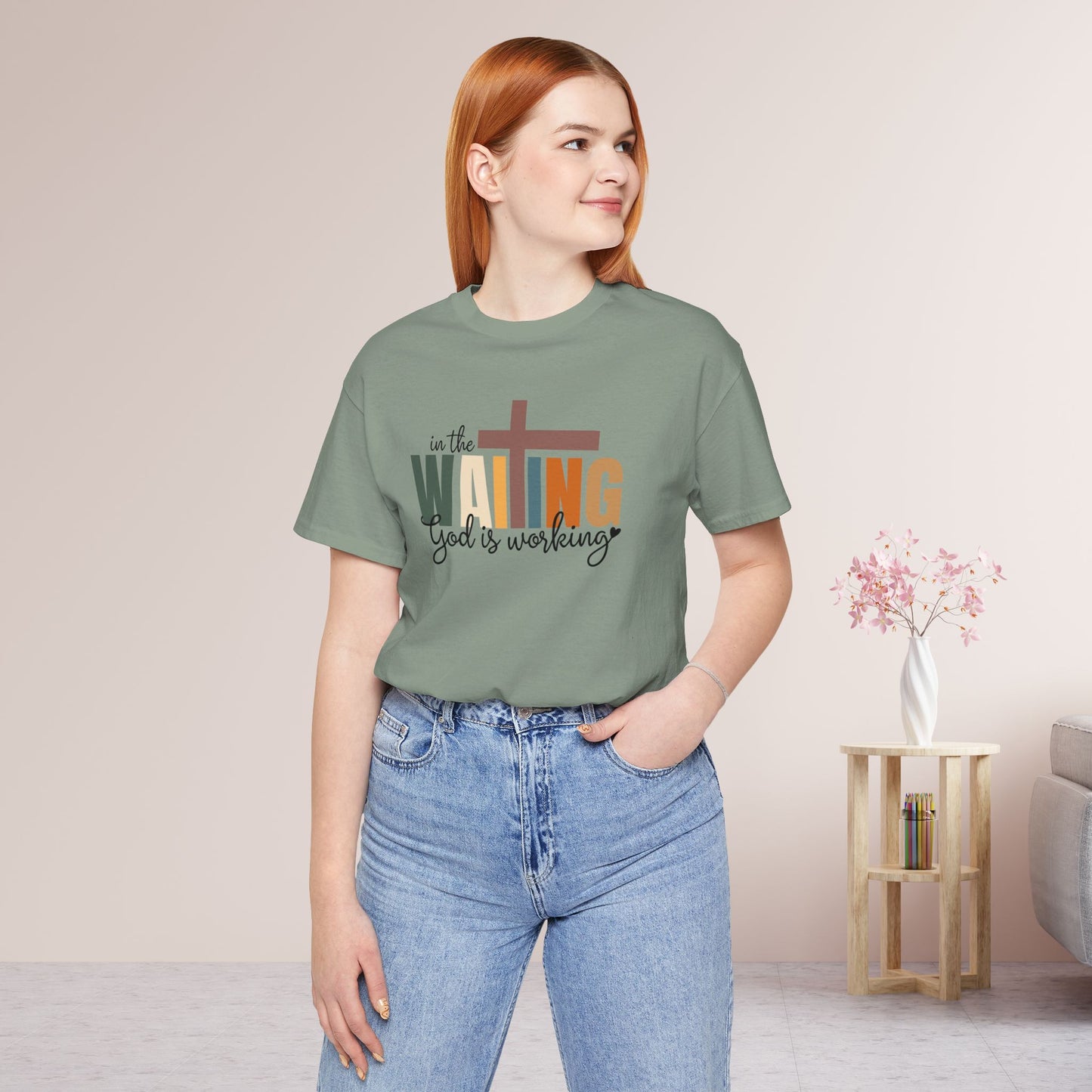 In the Waiting God is Working Christian Soft Cotton Tee