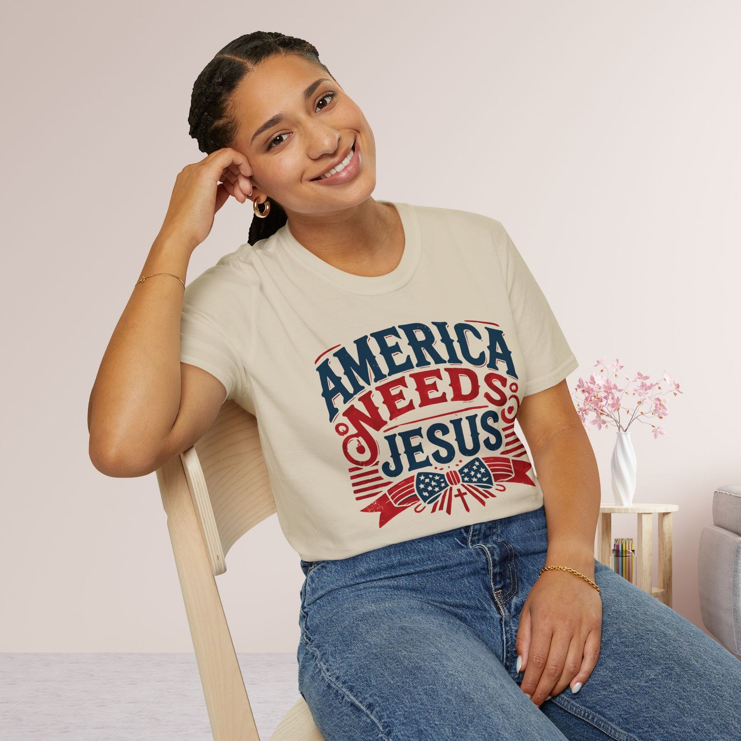 America Needs Jesus Softstyle T-shirt