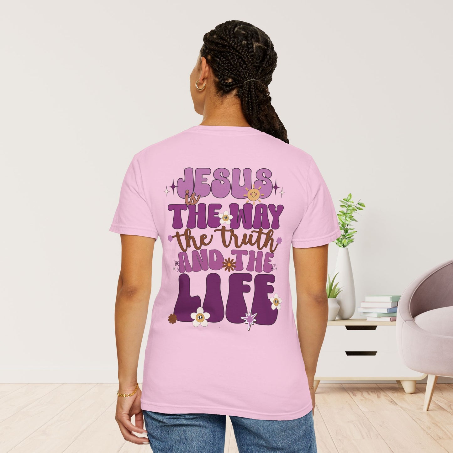 Comfort Colors Purple Jesus is the Way John 14:6 Bible Verse Christian Shirt