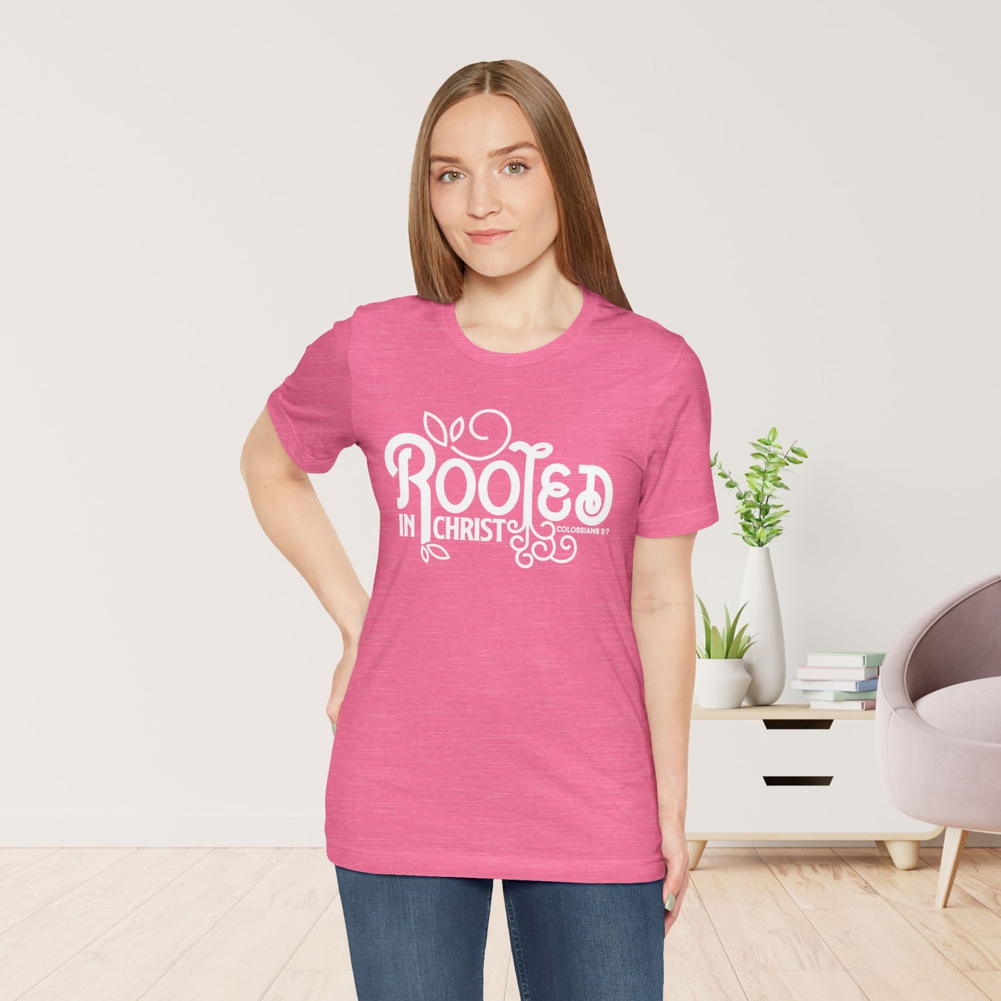 Rooted in Christ Shirt - Bible Verse Christian Soft Cotton Tee