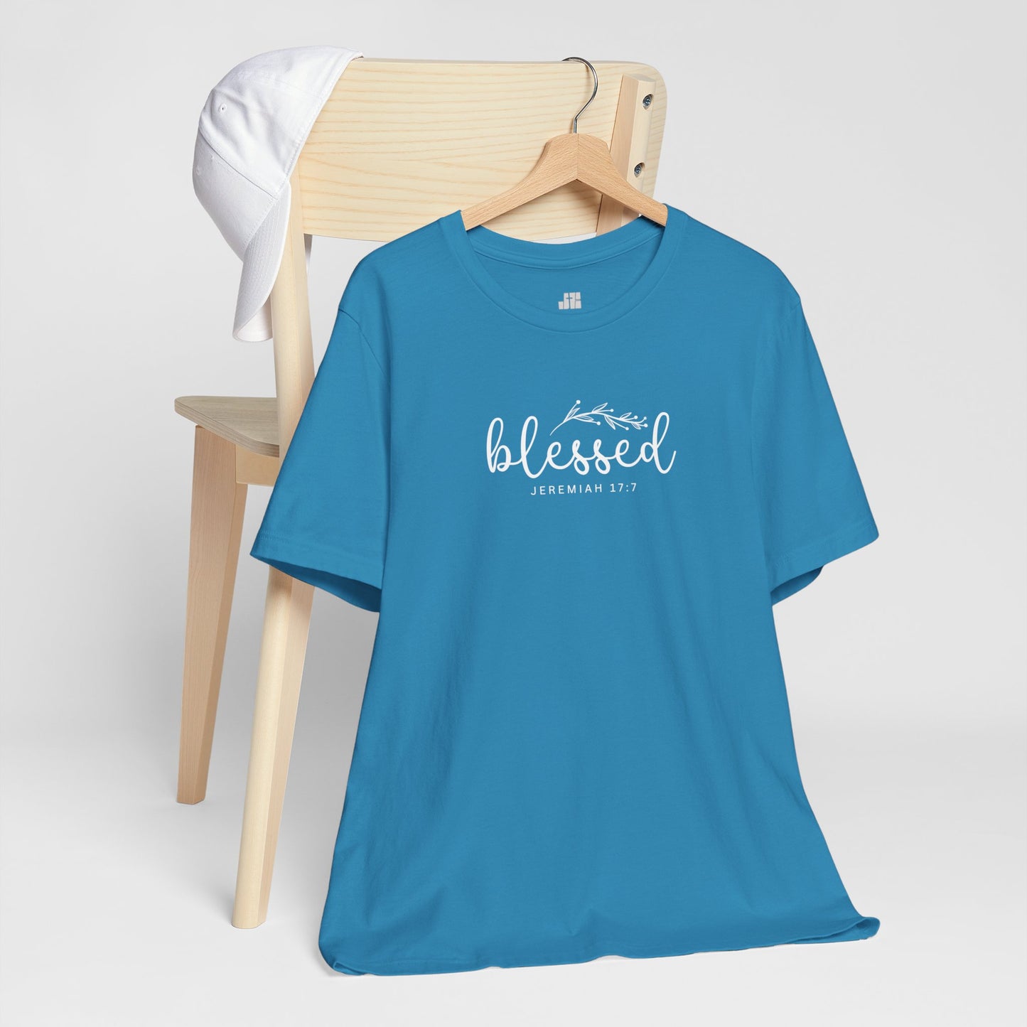 Blessed Soft Cotton Tee - Jeremiah 17:7 Christian Bible Verse Shirt