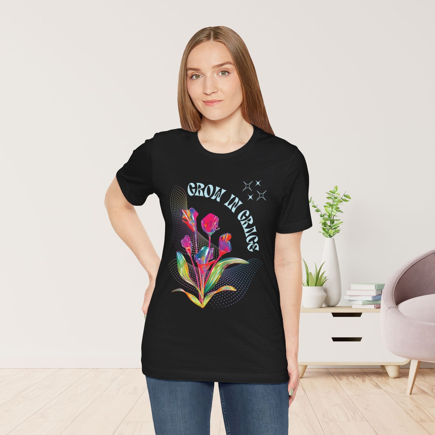 Trendy Grow in Grace Soft Cotton Tee - Bible Verse T-shirt