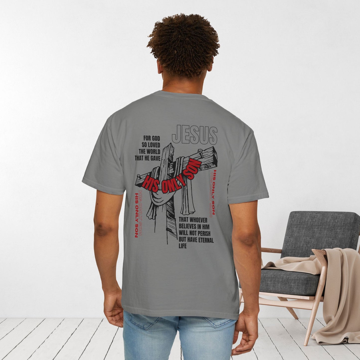 Comfort Colors Men's Bible Verse Shirt John 3:16