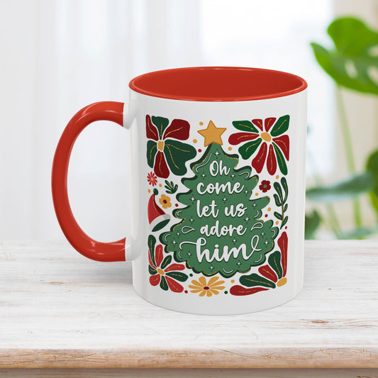 Oh Come Let Us Adore Him Mug - Christian Coffee Mug