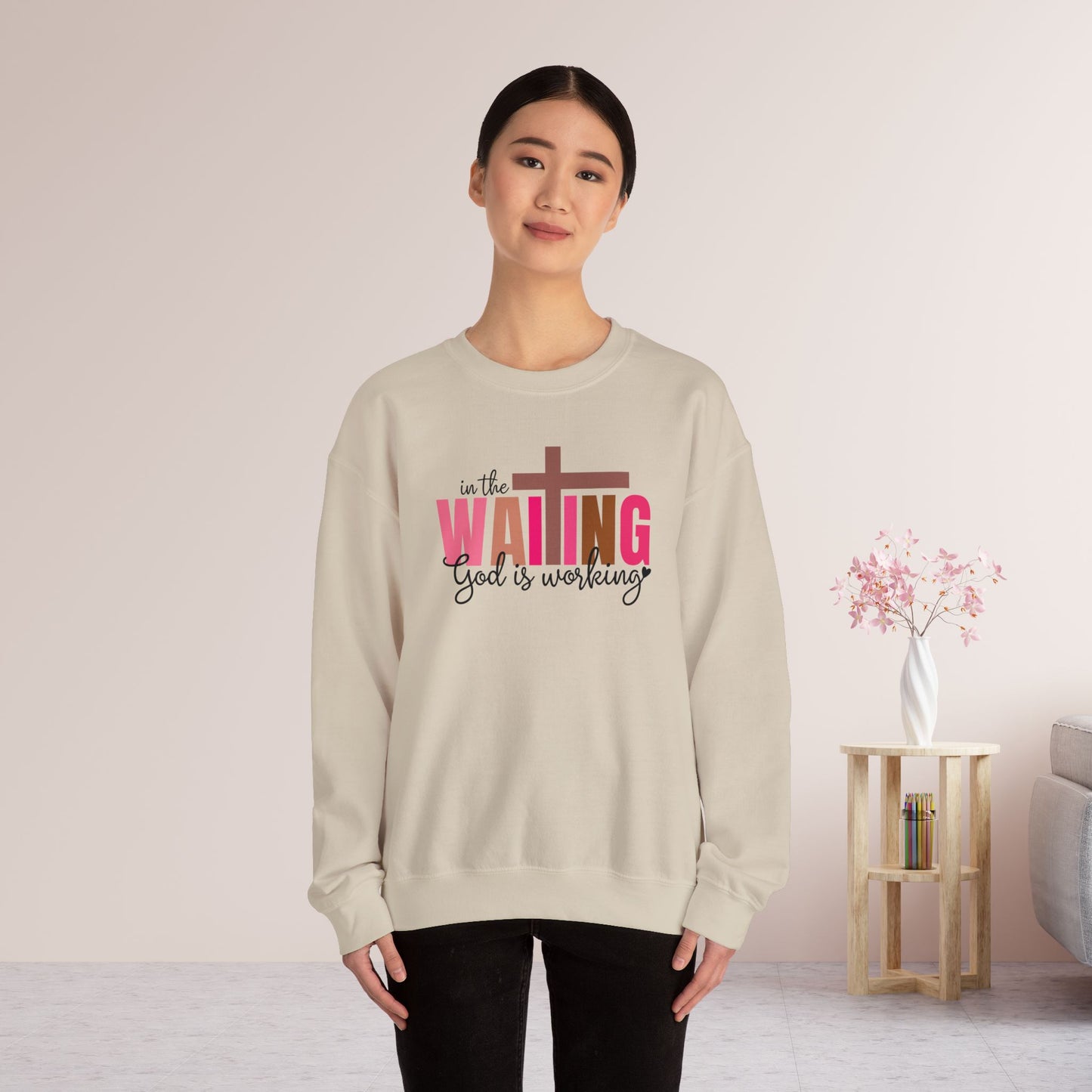 Pink In the Waiting God is Working Christian Sweatshirt