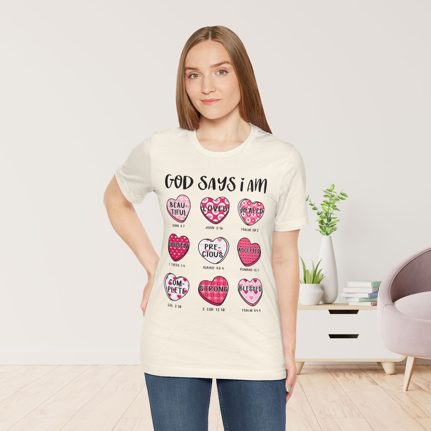 God Says I Am... Soft Cotton Tee - Christian Valentine's Day Tee