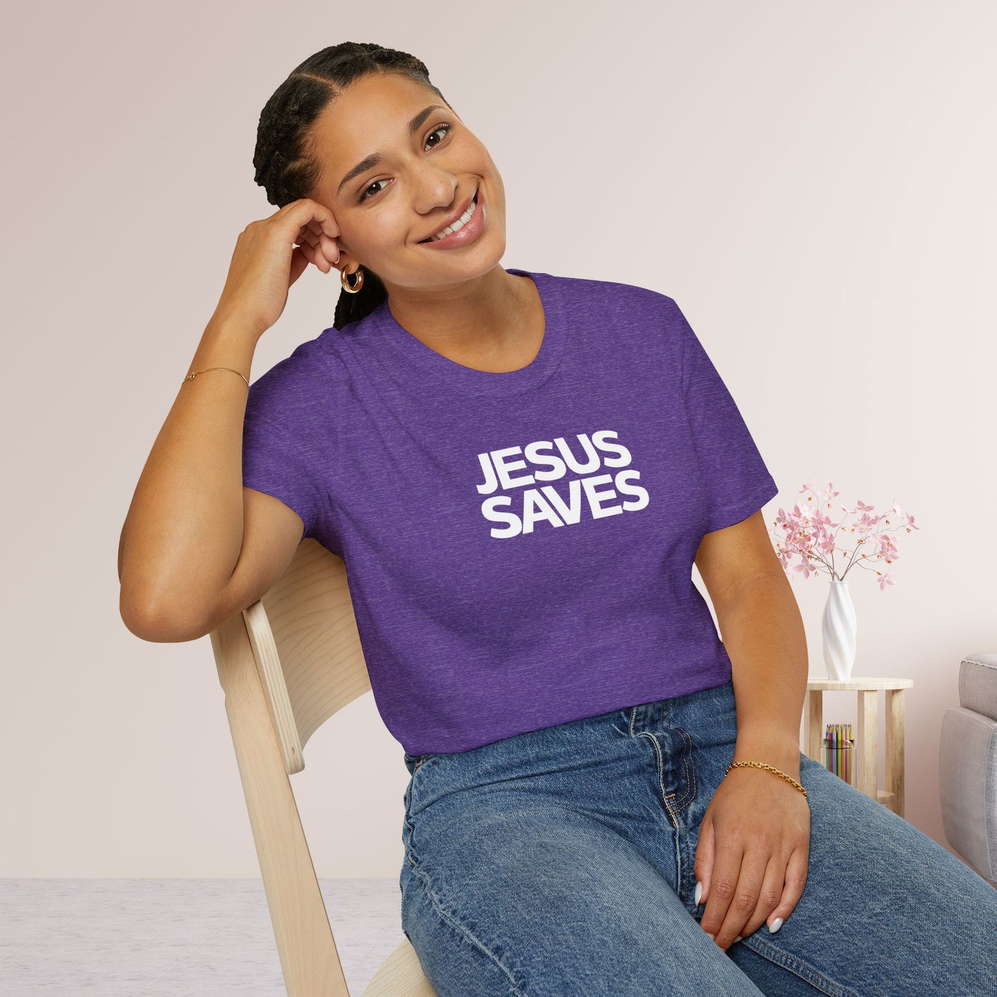 Unisex Jesus Saves Softstyle T-shirt - Acts 4:12 Bible Verse Christian T-shirt