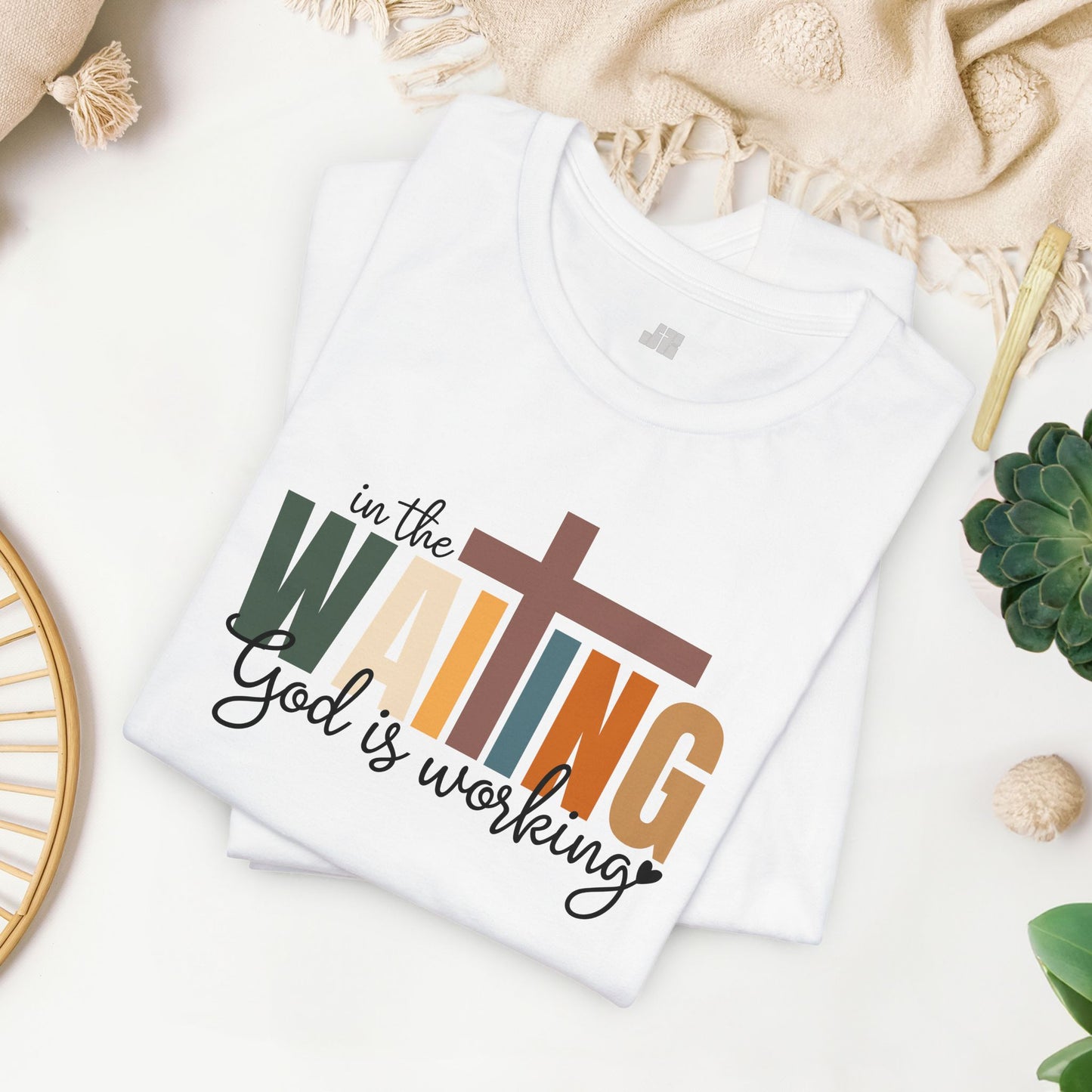 In the Waiting God is Working Christian Soft Cotton Tee