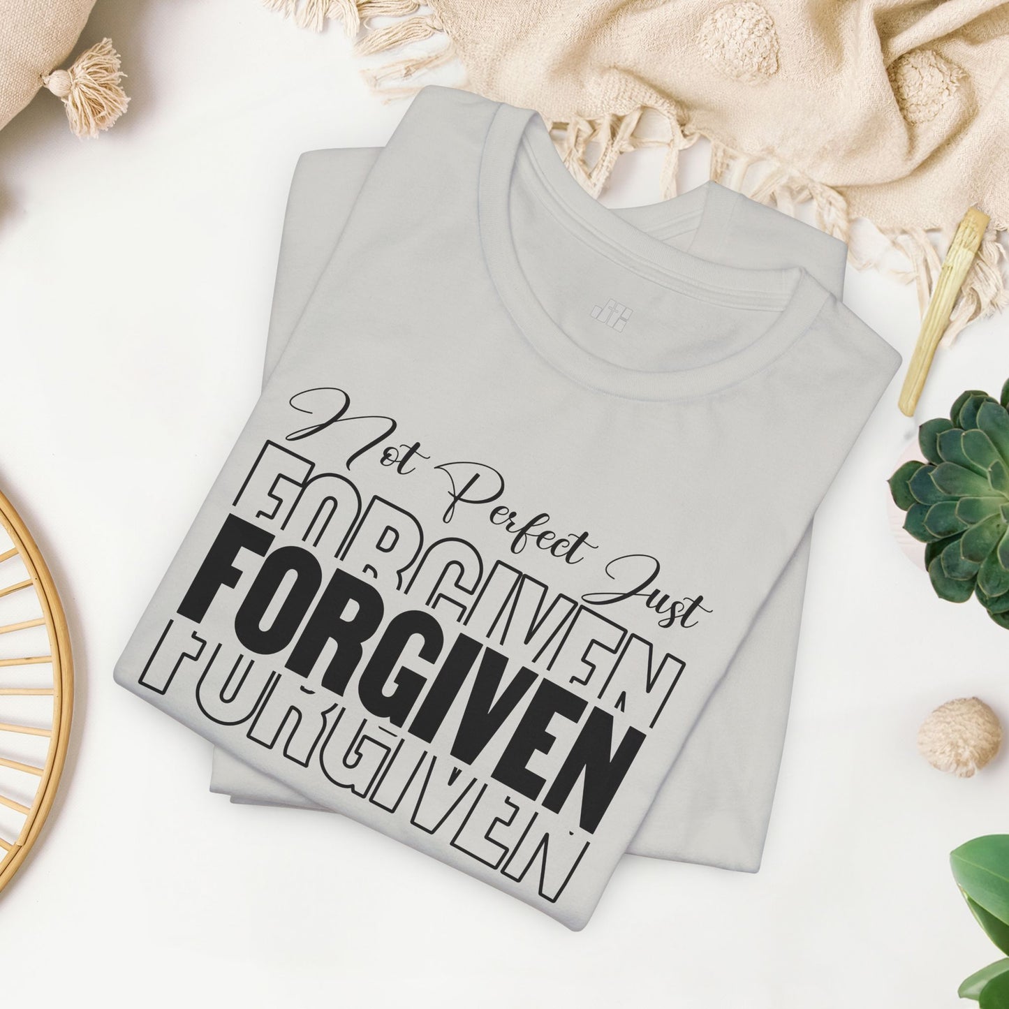 Not Perfect Just Forgiven Christian Soft Cotton Tee