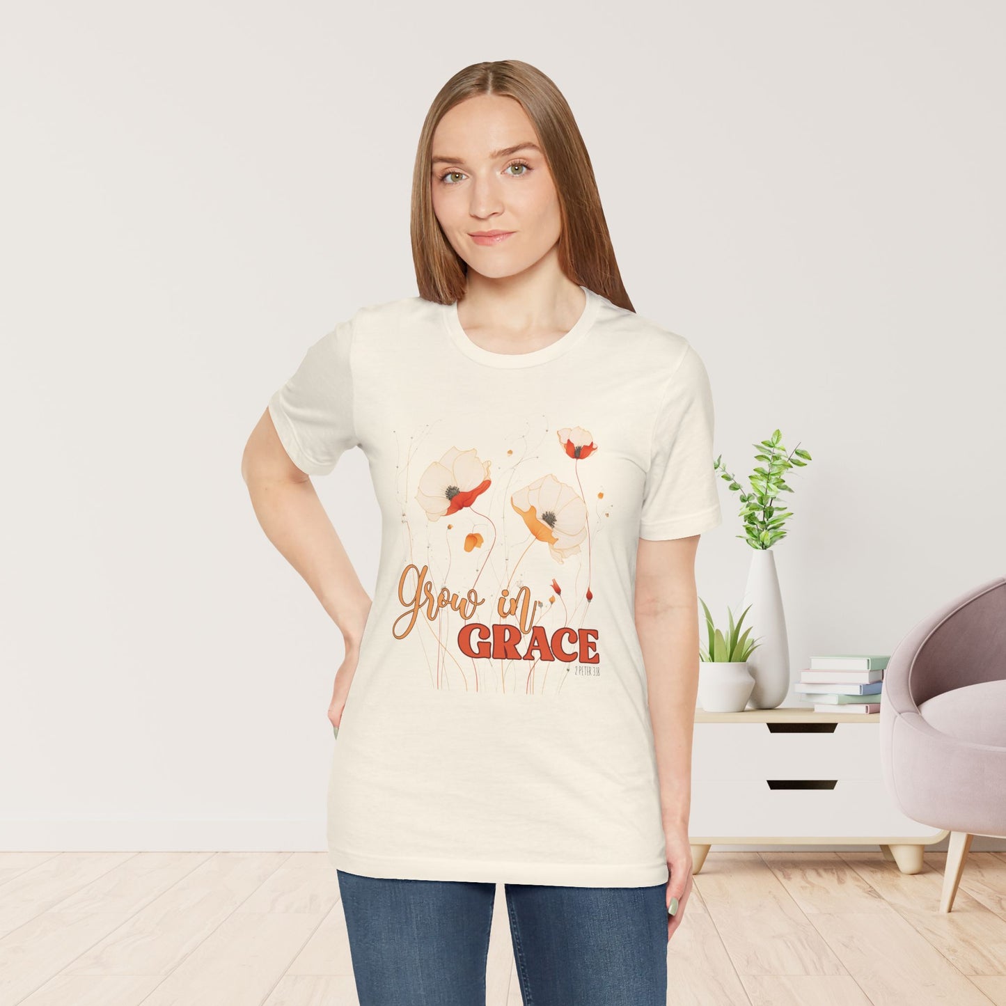 Grow in Grace Bible Verse Soft Cotton Tee