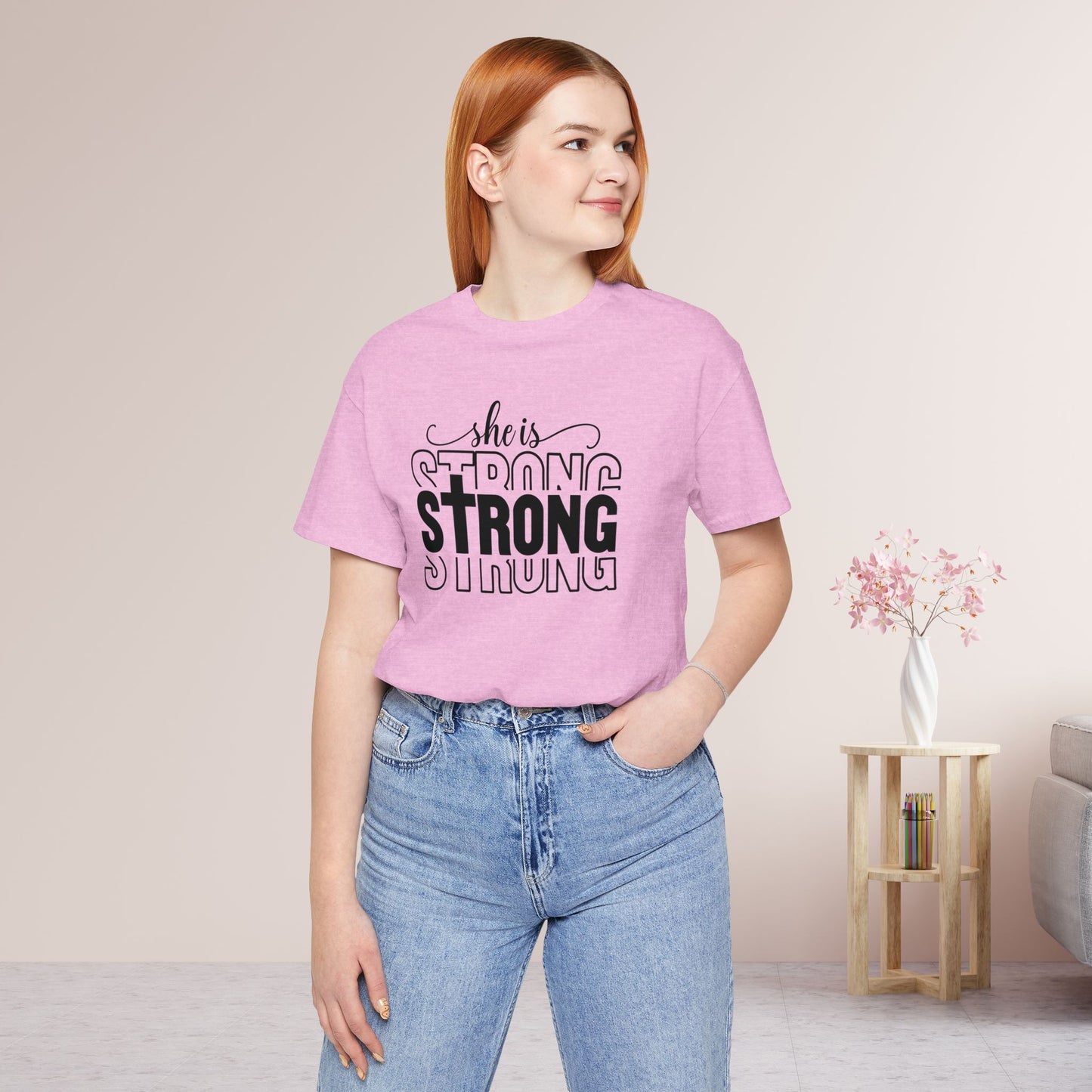 She is Strong Christian Soft Cotton Tee