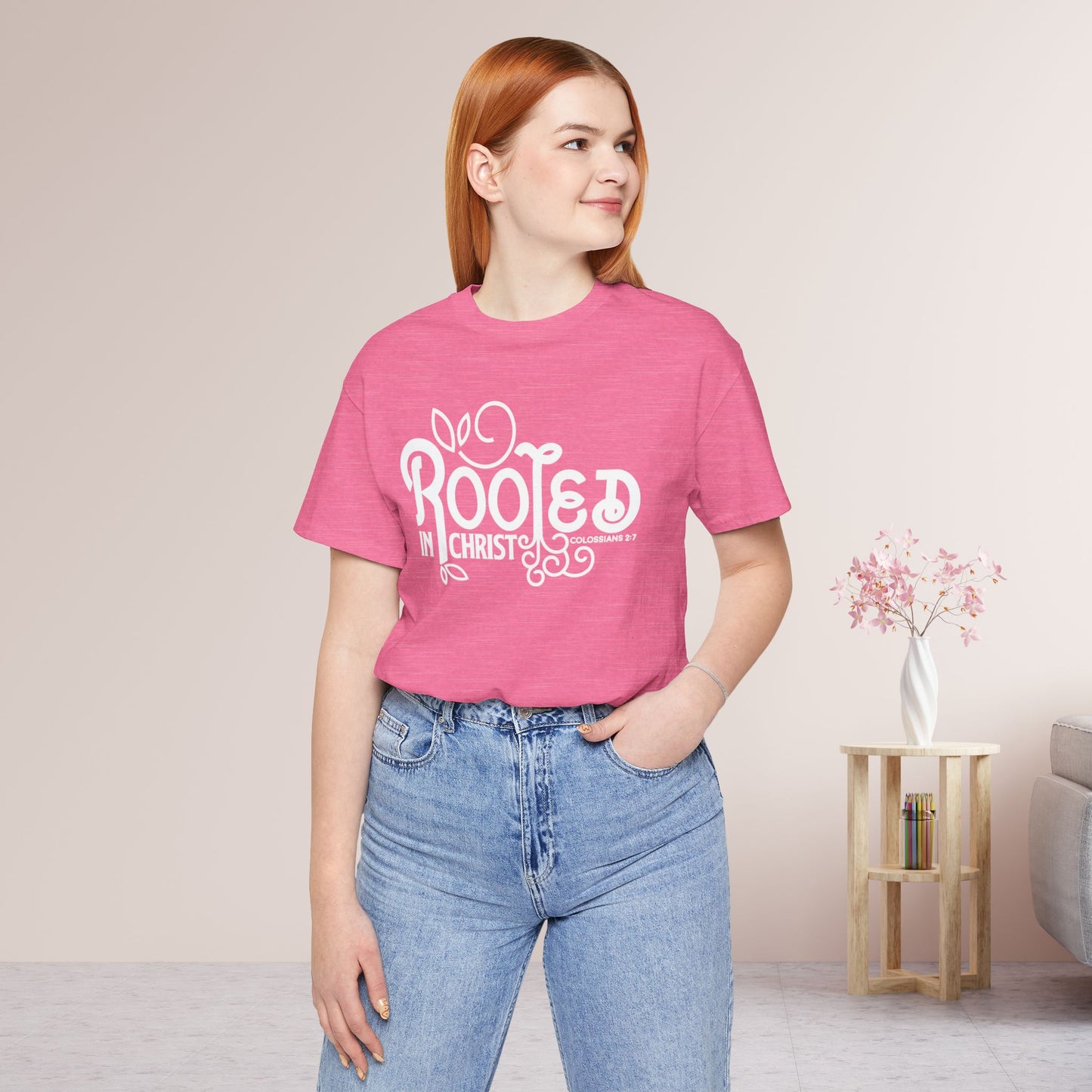 Rooted in Christ Shirt - Bible Verse Christian Soft Cotton Tee