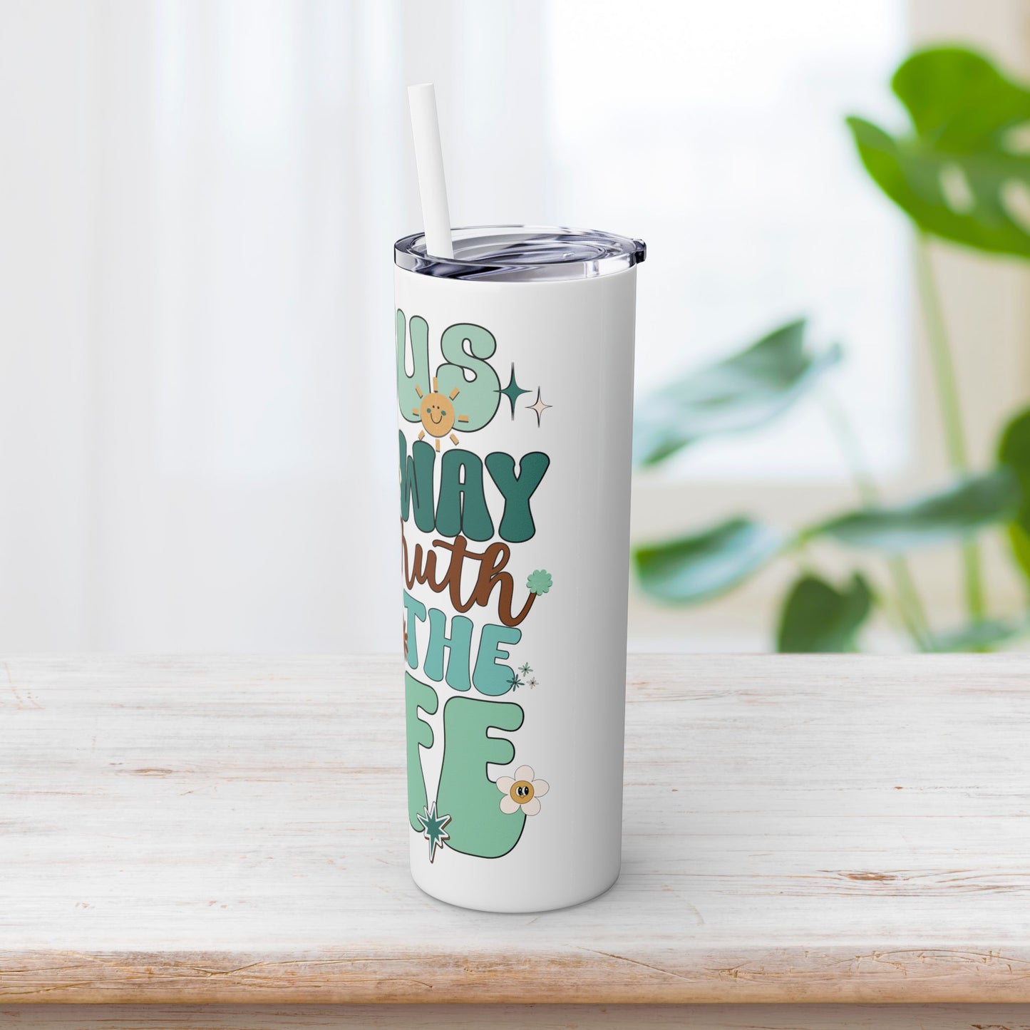 Jesus is The Way The Truth and The Life Skinny Tumbler with Straw - 20oz