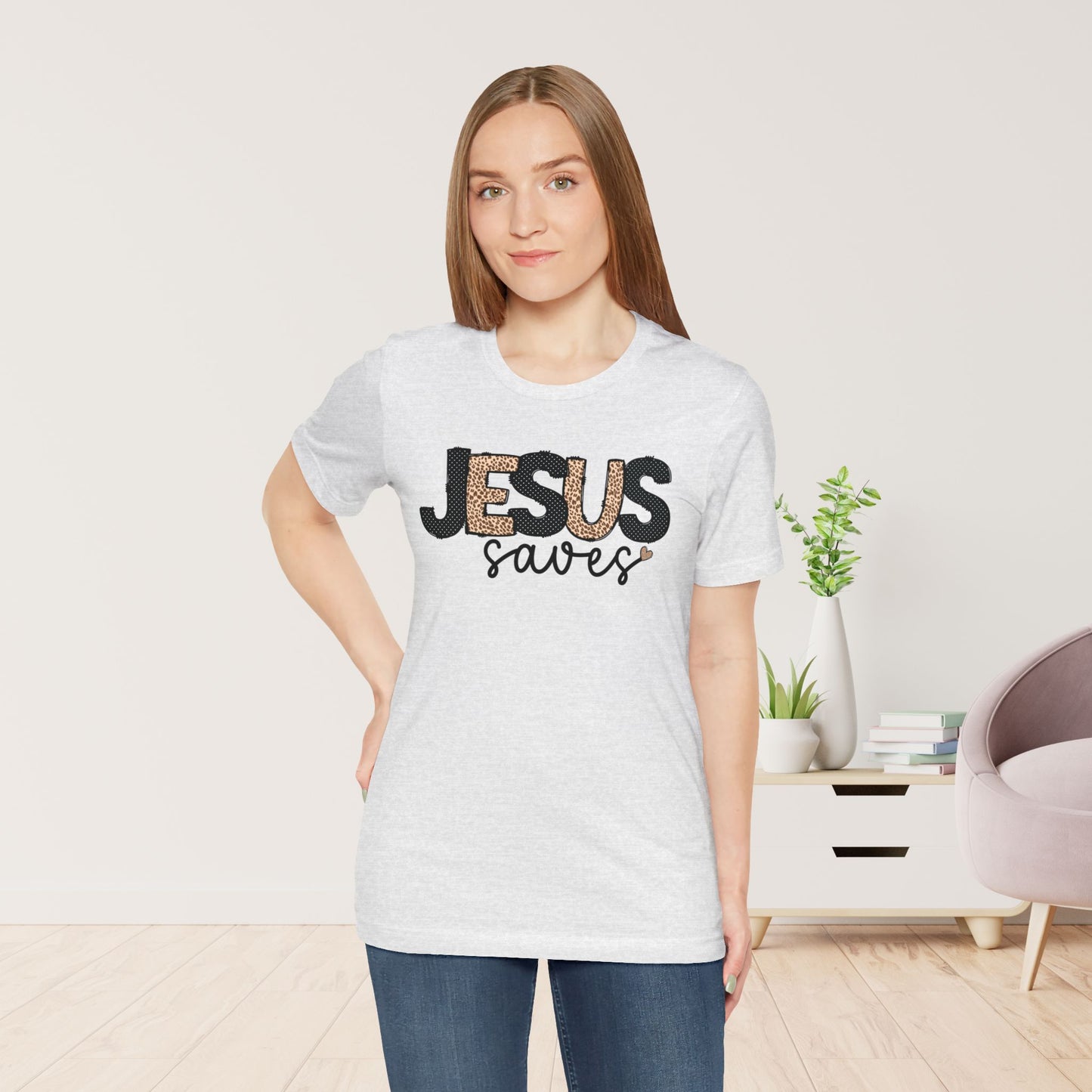 Jesus Saves Soft Cotton Tee - Christian Shirt