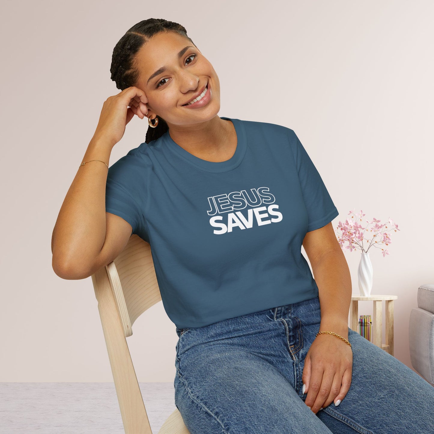 Unisex Jesus Saves Softstyle T-shirt - Acts 4:12 Bible Verse Christian T-shirt