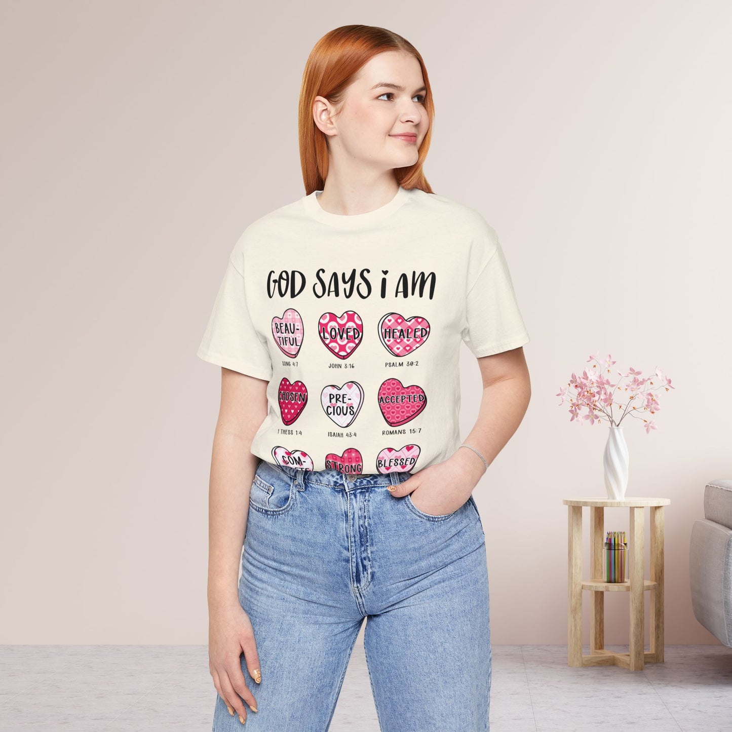 God Says I Am... Soft Cotton Tee - Christian Valentine's Day Tee