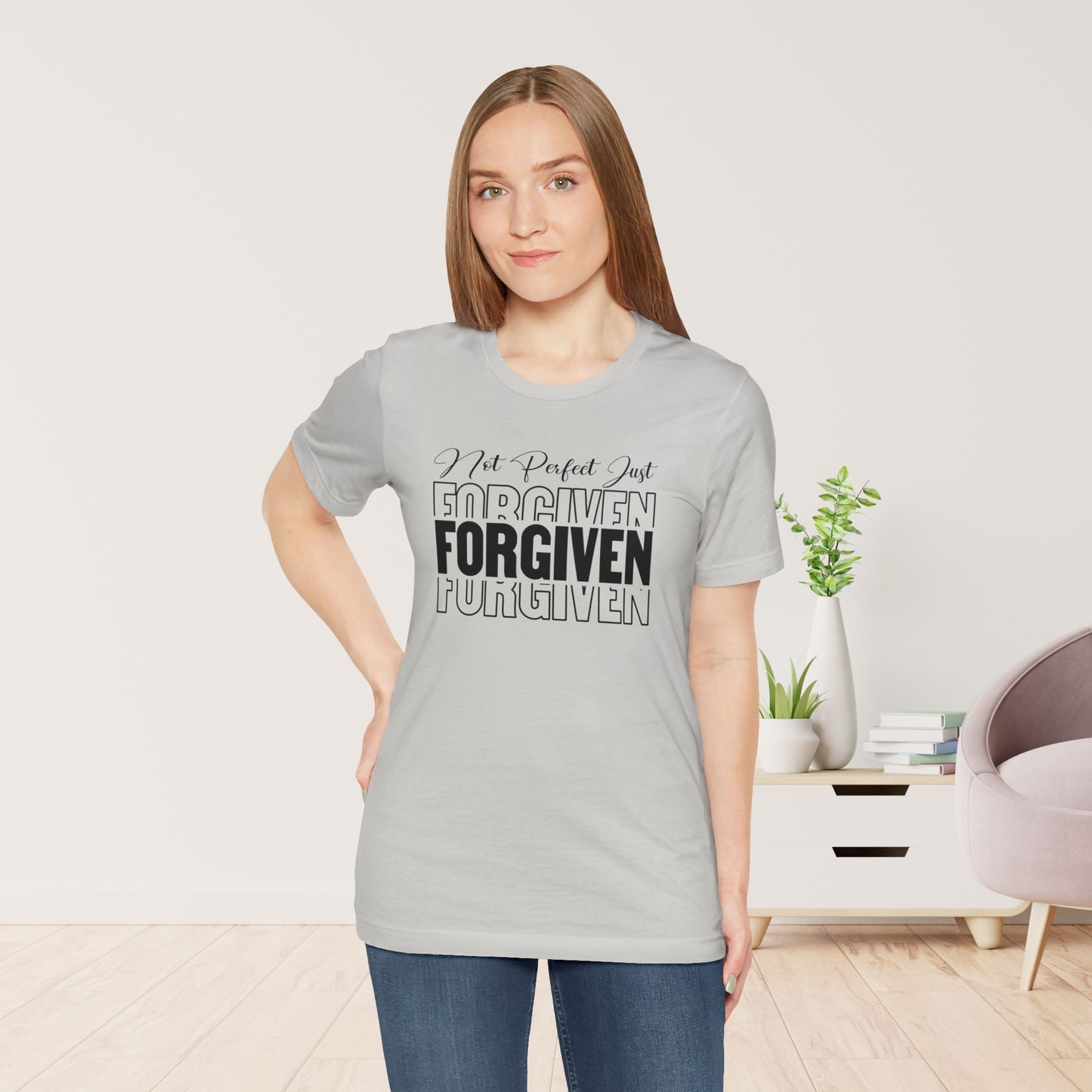 Not Perfect Just Forgiven Christian Soft Cotton Tee