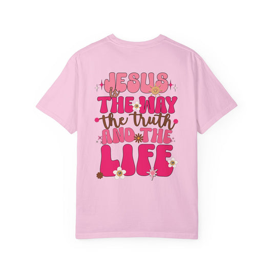 Comfort Colors Pink Jesus is the Way John 14:6 Bible Verse Christian Shirt