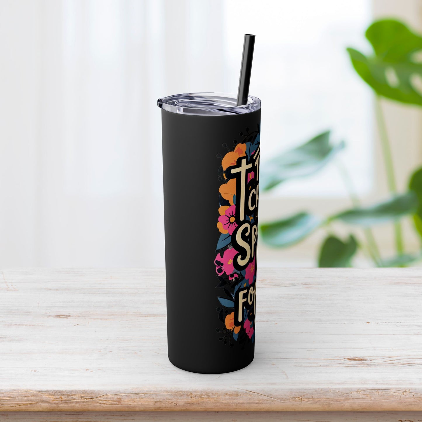 The Cross Has Spoken I Am Forgiven Skinny Tumbler with Straw - 20oz