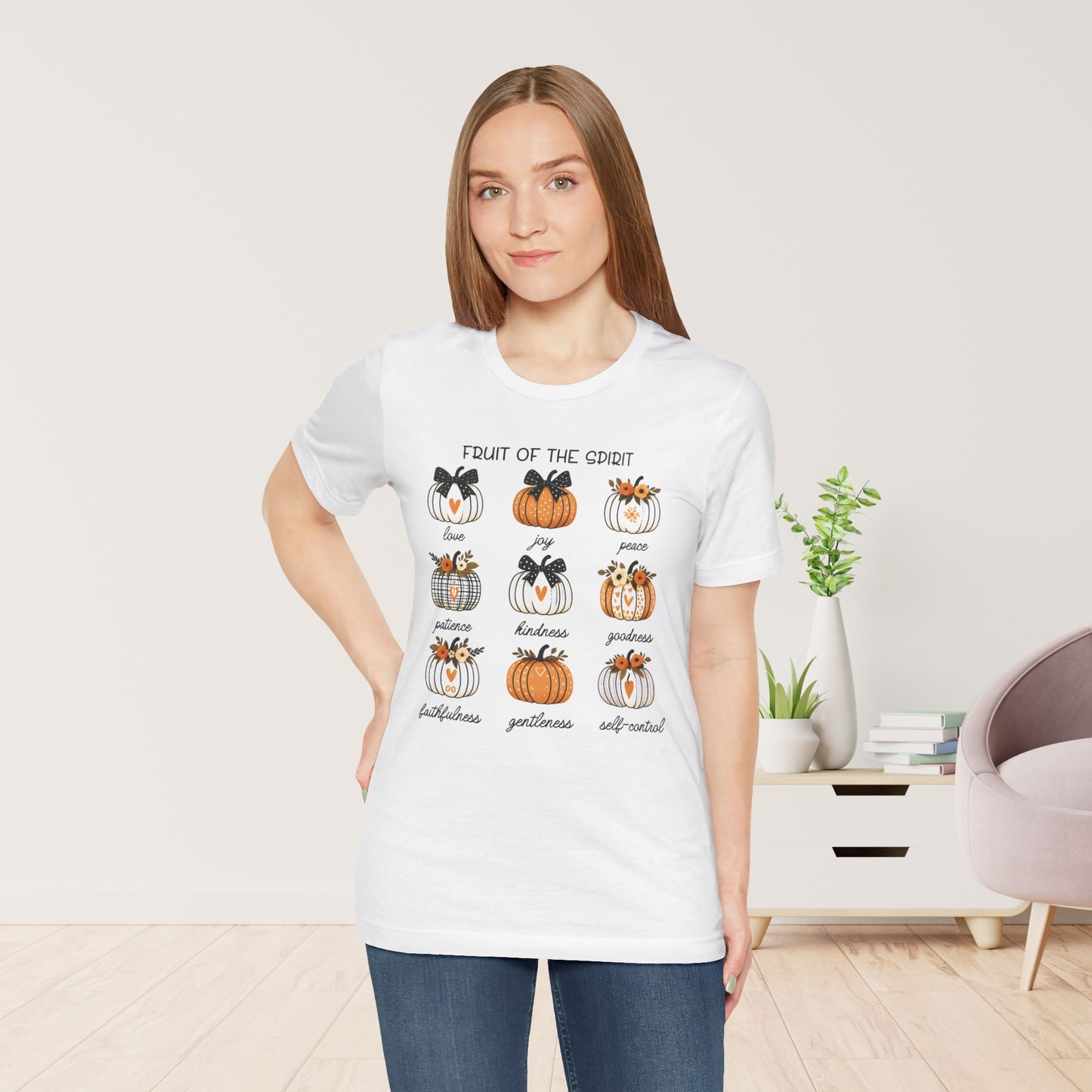 Pumpkin Fruit of the Spirit Soft Cotton Tee - Fall Christian Shirt