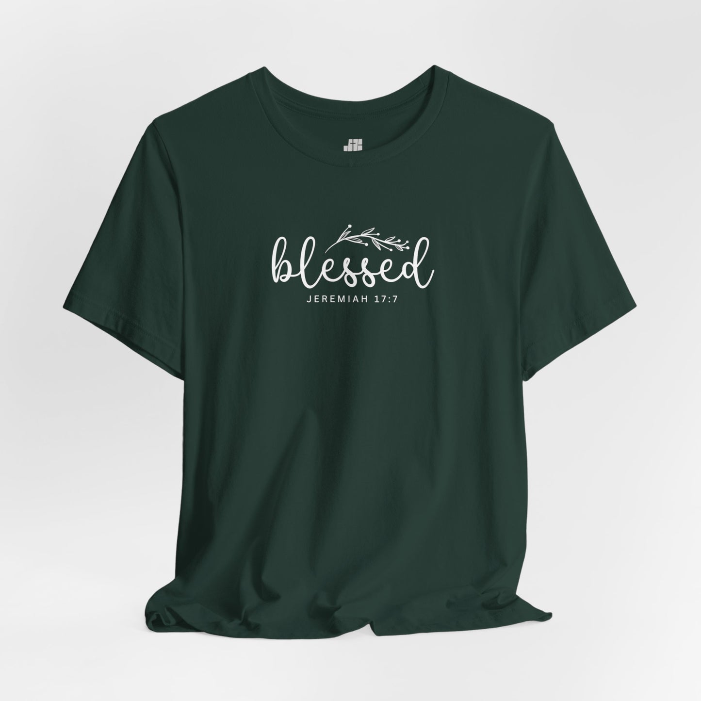 Blessed Soft Cotton Tee - Jeremiah 17:7 Christian Bible Verse Shirt