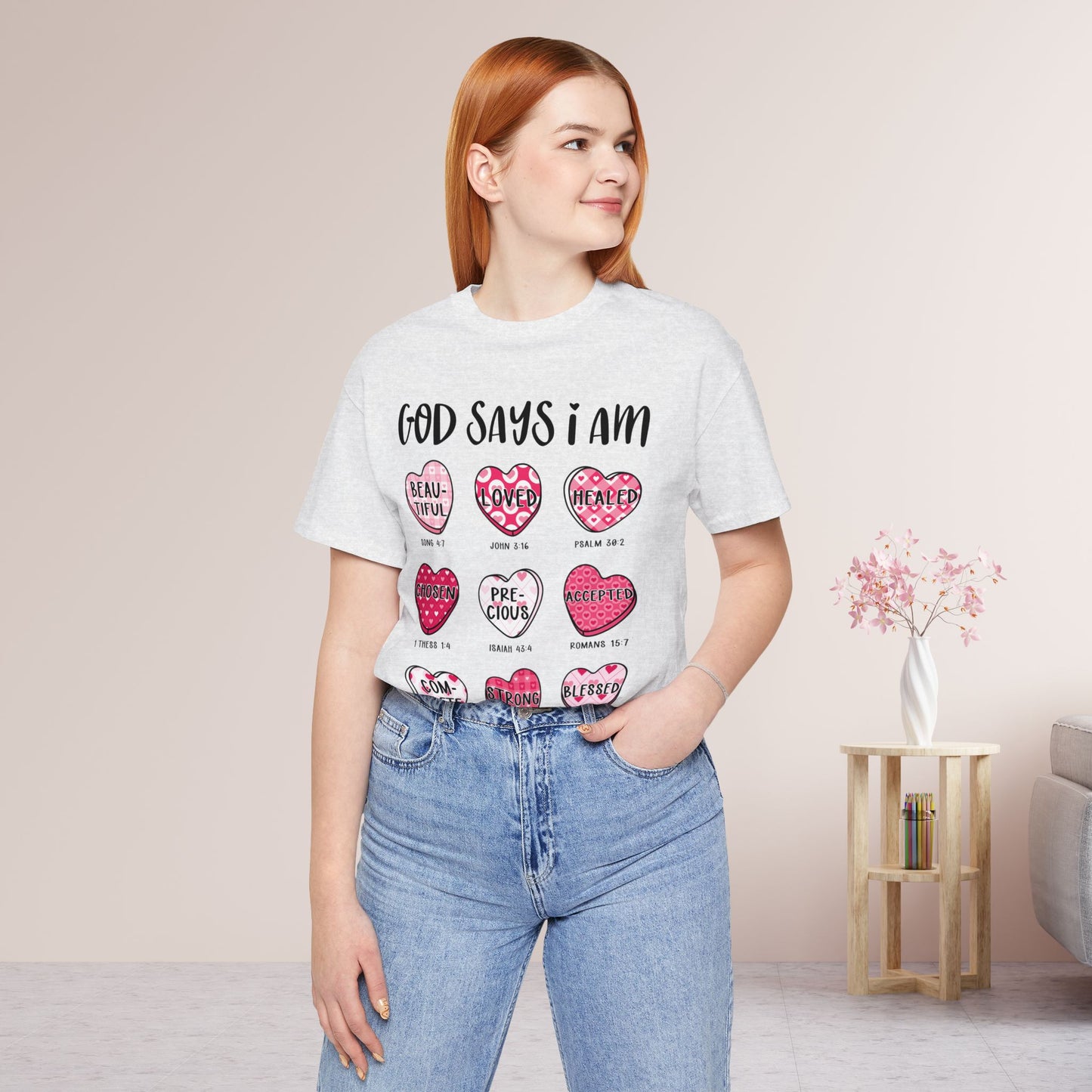 God Says I Am... Soft Cotton Tee - Christian Valentine's Day Tee