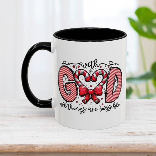 With God All Things Are Possible Christmas Mug - Christian Coffee Mug