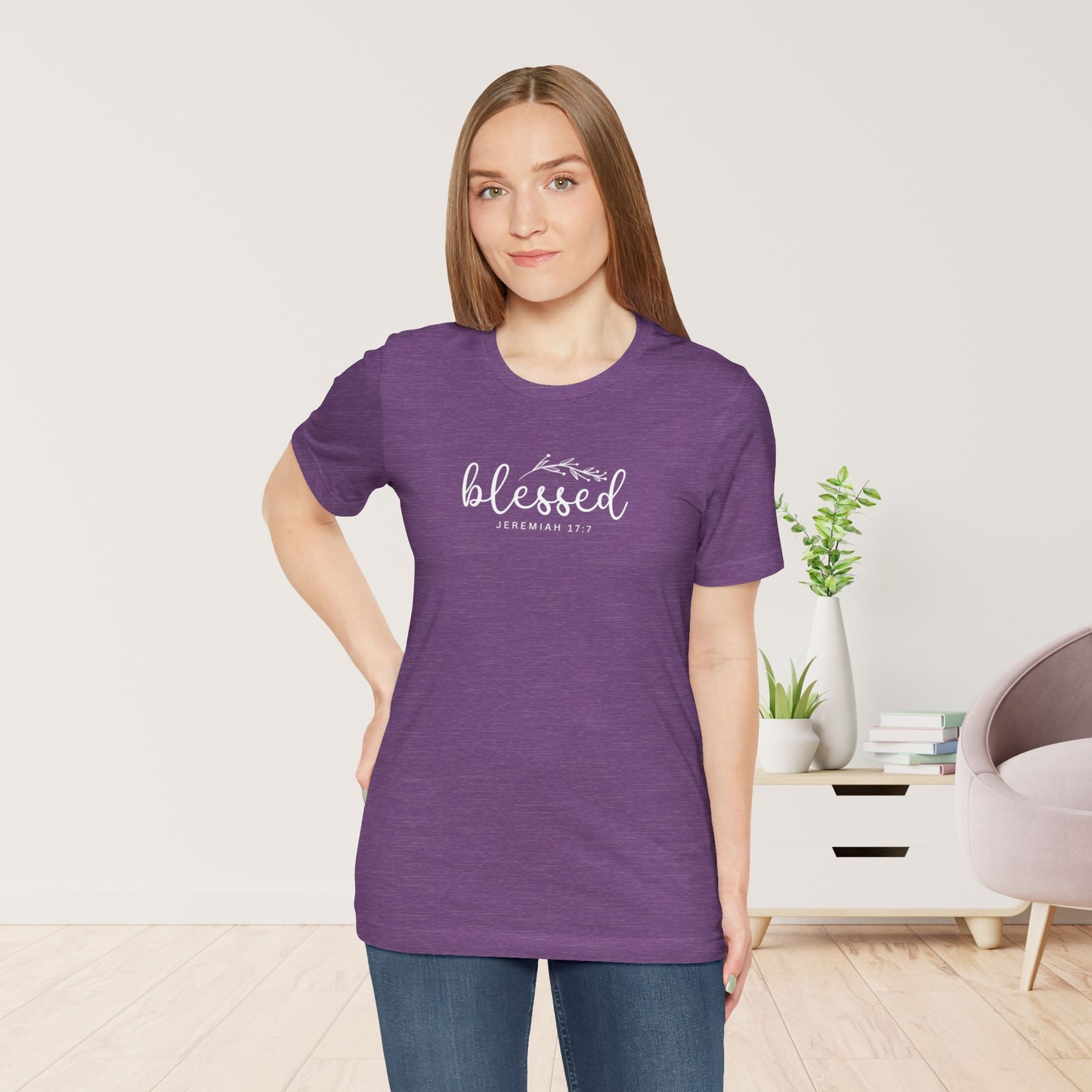 Blessed Soft Cotton Tee - Jeremiah 17:7 Christian Bible Verse Shirt