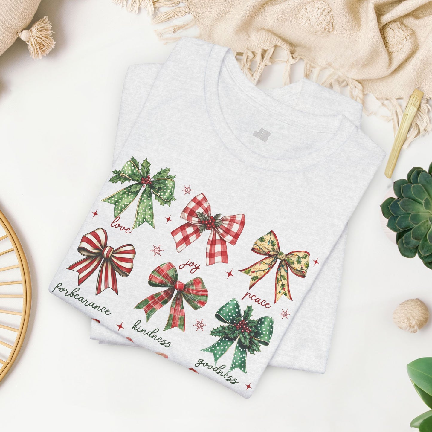 Christmas Fruit of the Spirit Soft Cotton Tee - Holiday Christian Shirt