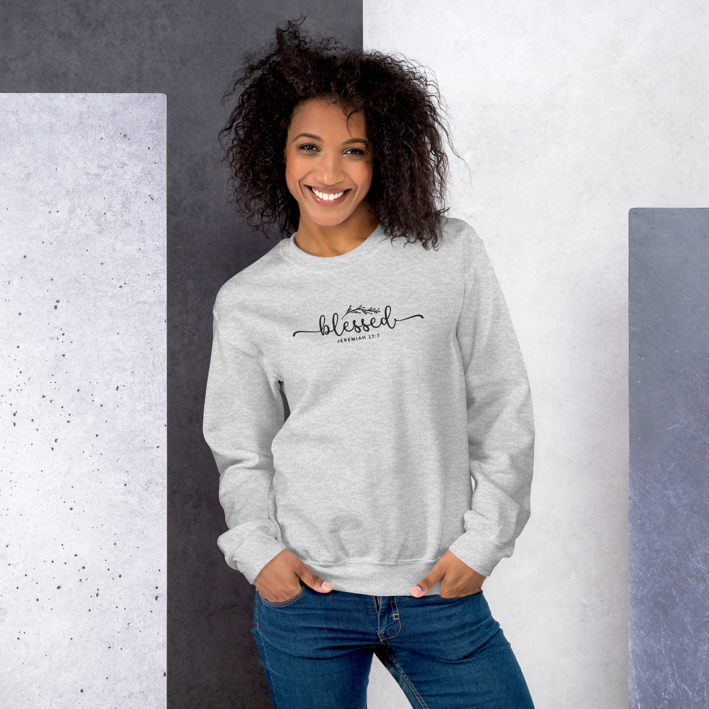 Blessed Jeremiah 17:7 Embroidered Women's Sweatshirt