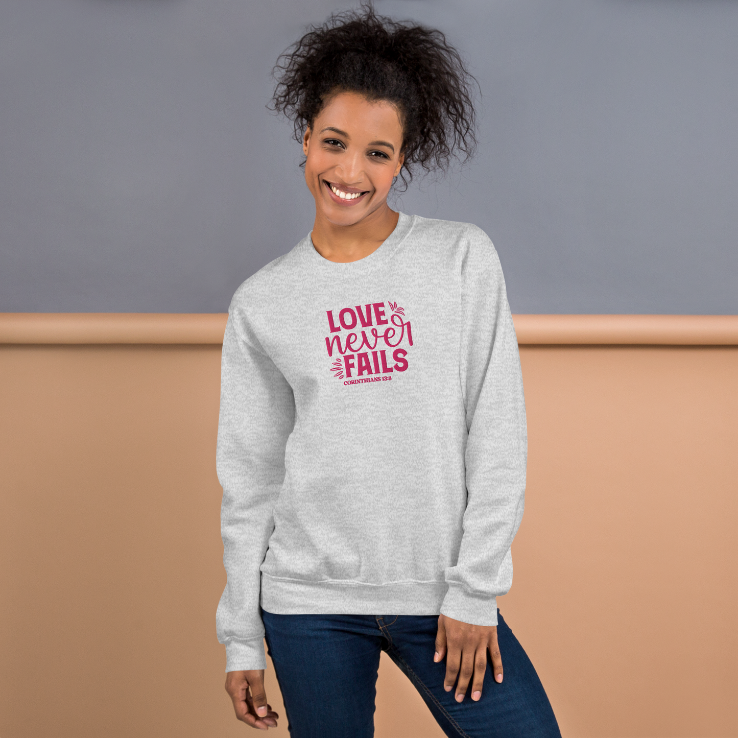 Love Never Fails Embroidered Women's Sweatshirt