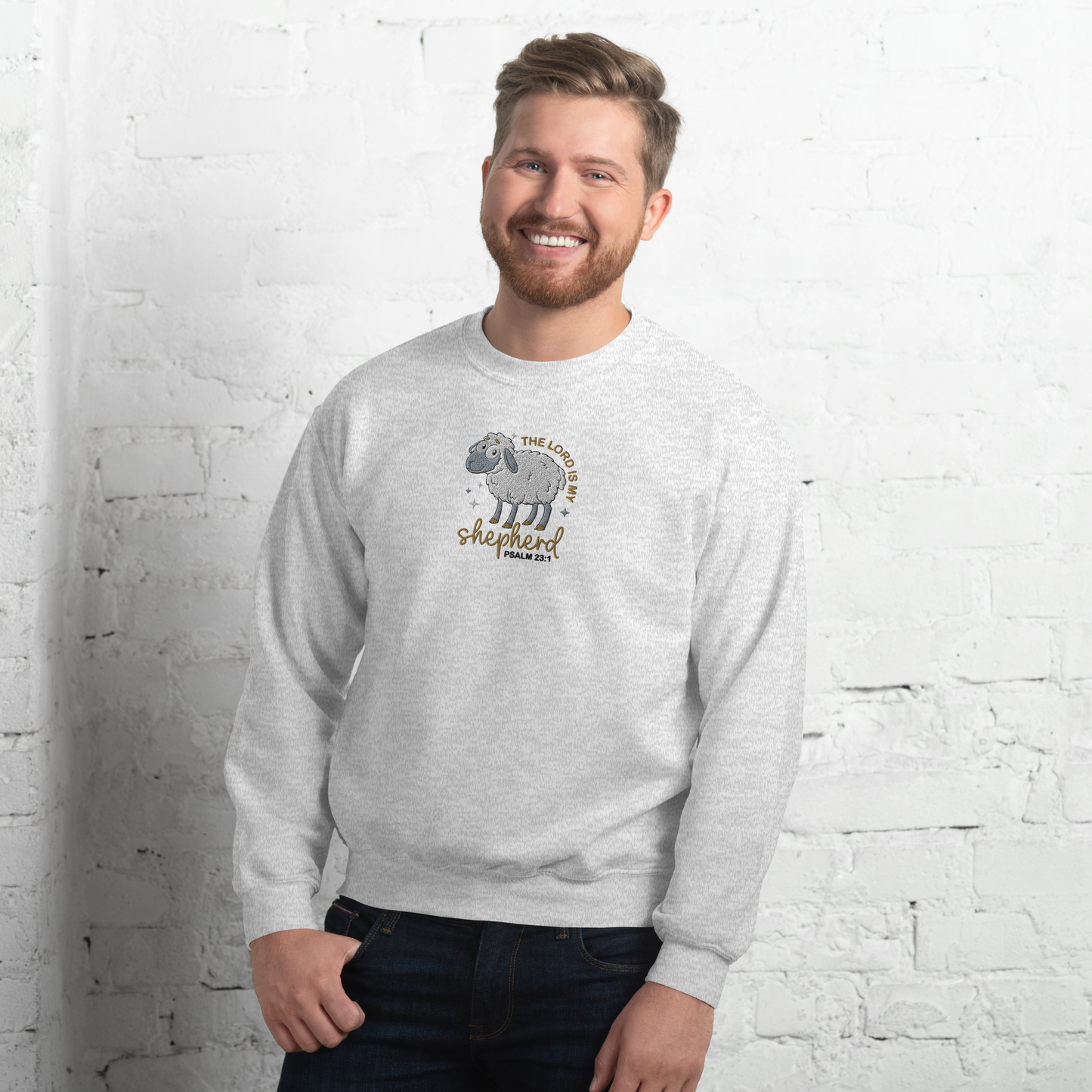 The Lord is My Shepherd Embroidered Sweatshirt - Psalm 23:1