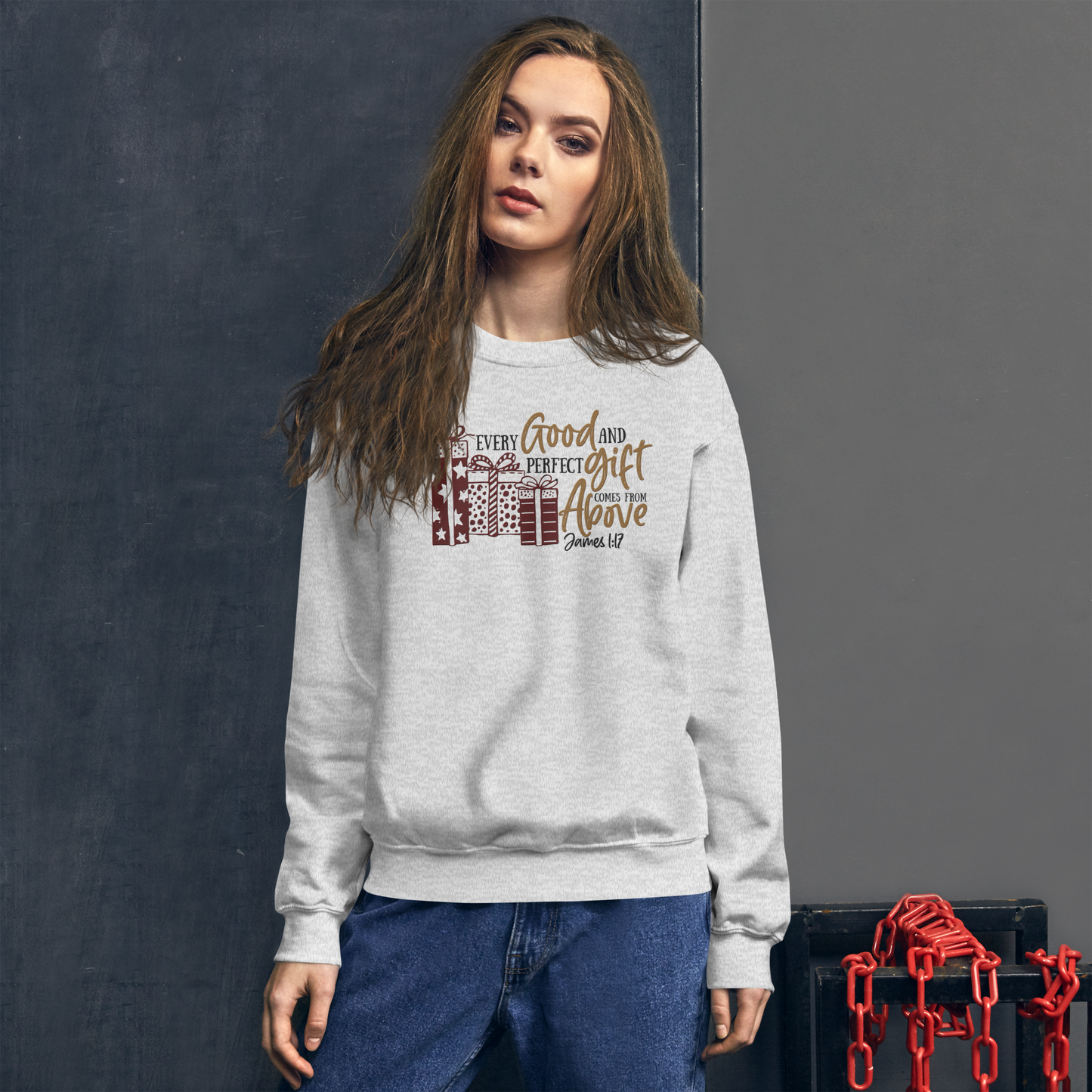 Every Good and Perfect Gift Comes From Above Embroidered Sweatshirt