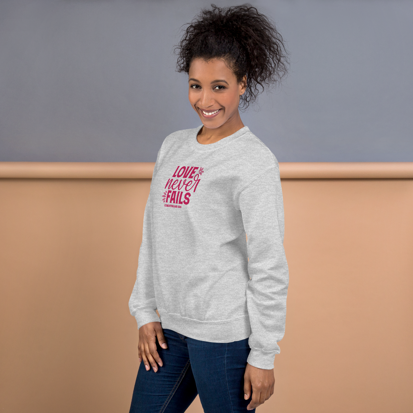 Love Never Fails Embroidered Women's Sweatshirt