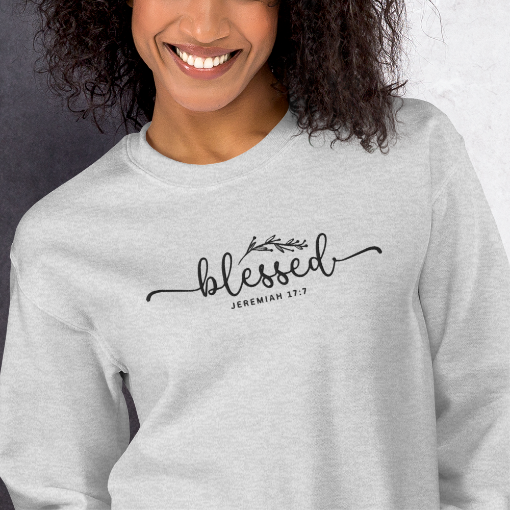 Blessed Jeremiah 17:7 Embroidered Women's Sweatshirt