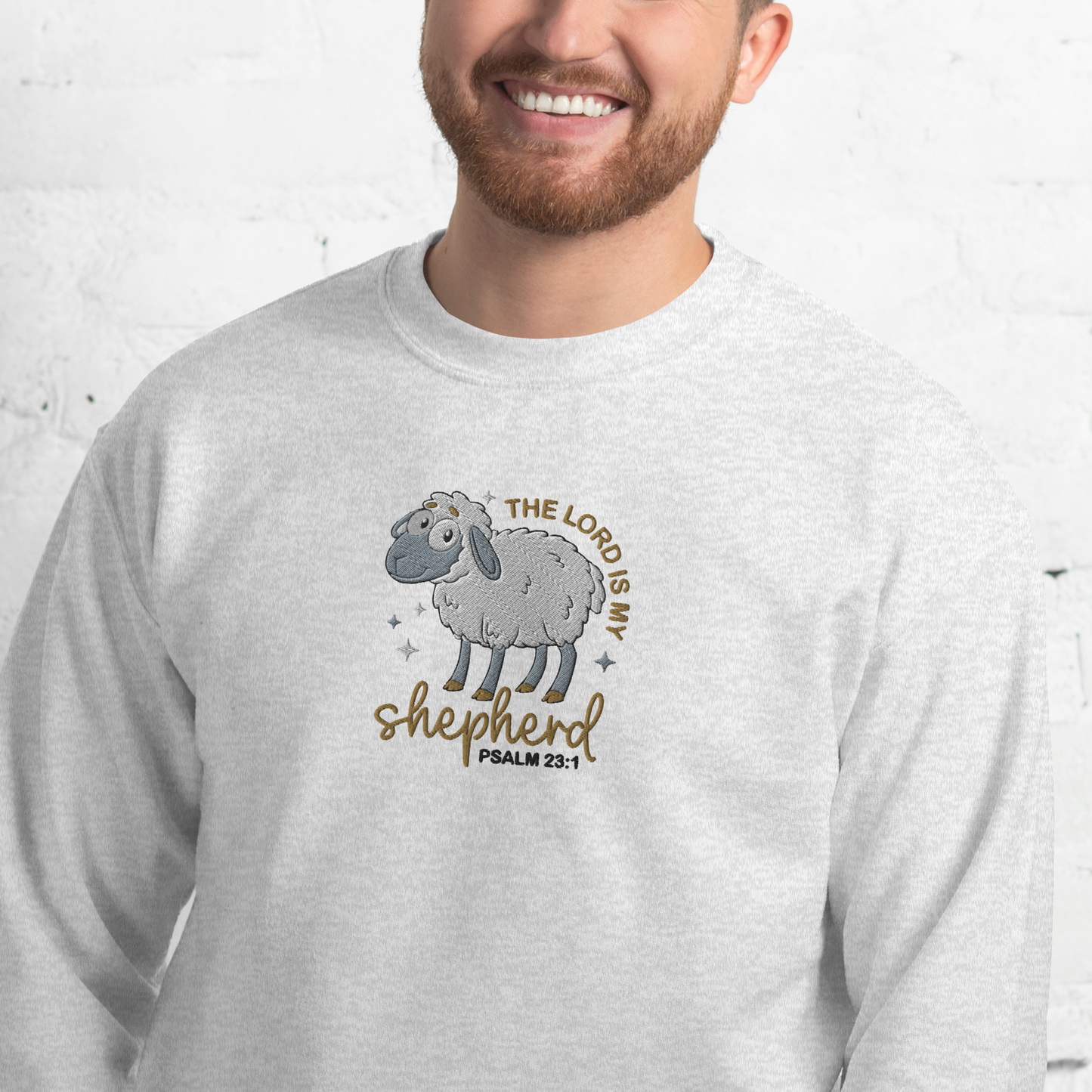 The Lord is My Shepherd Embroidered Sweatshirt - Psalm 23:1